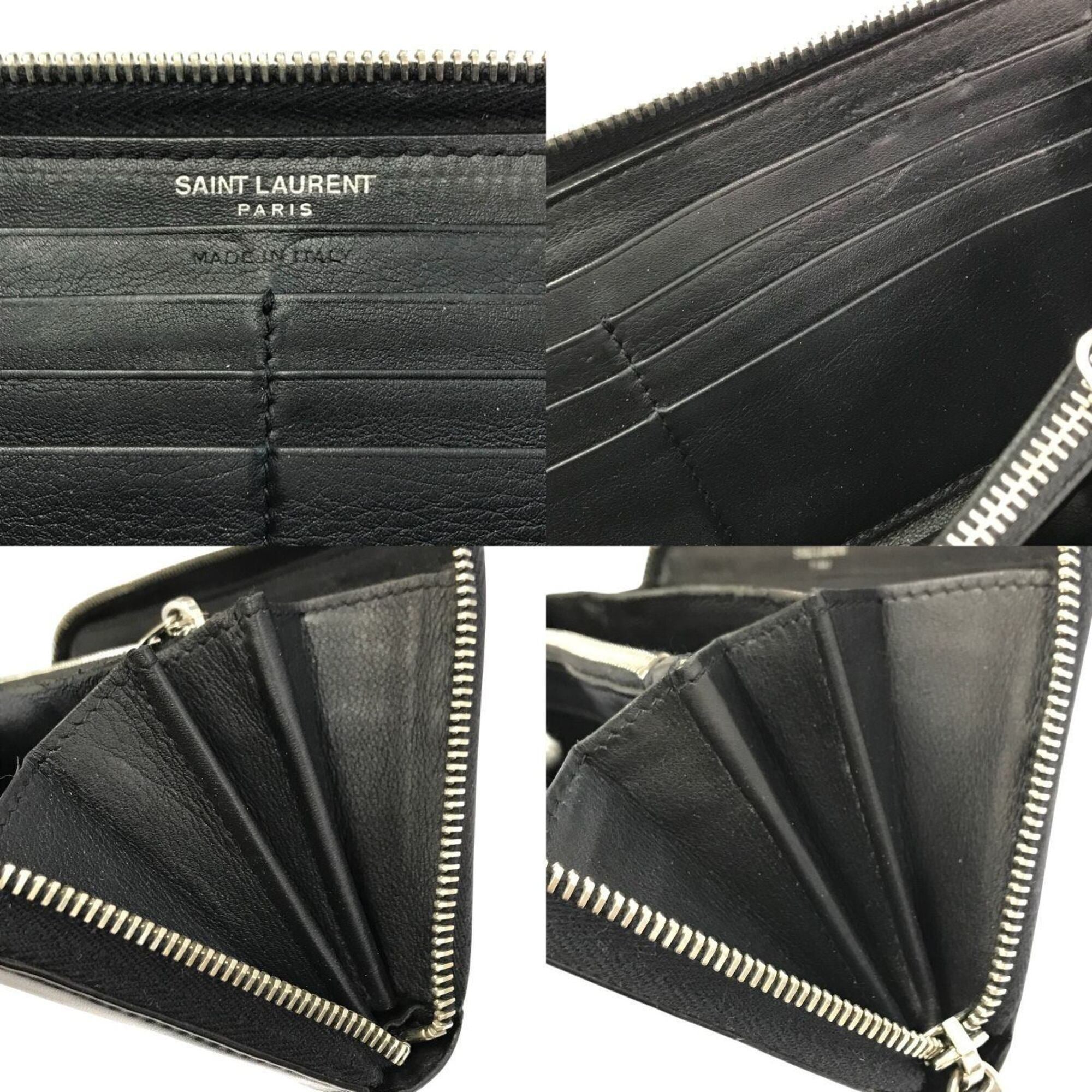 Saint Laurent Black Leather Long Wallet (Bi-Fold) (Pre-Owned)