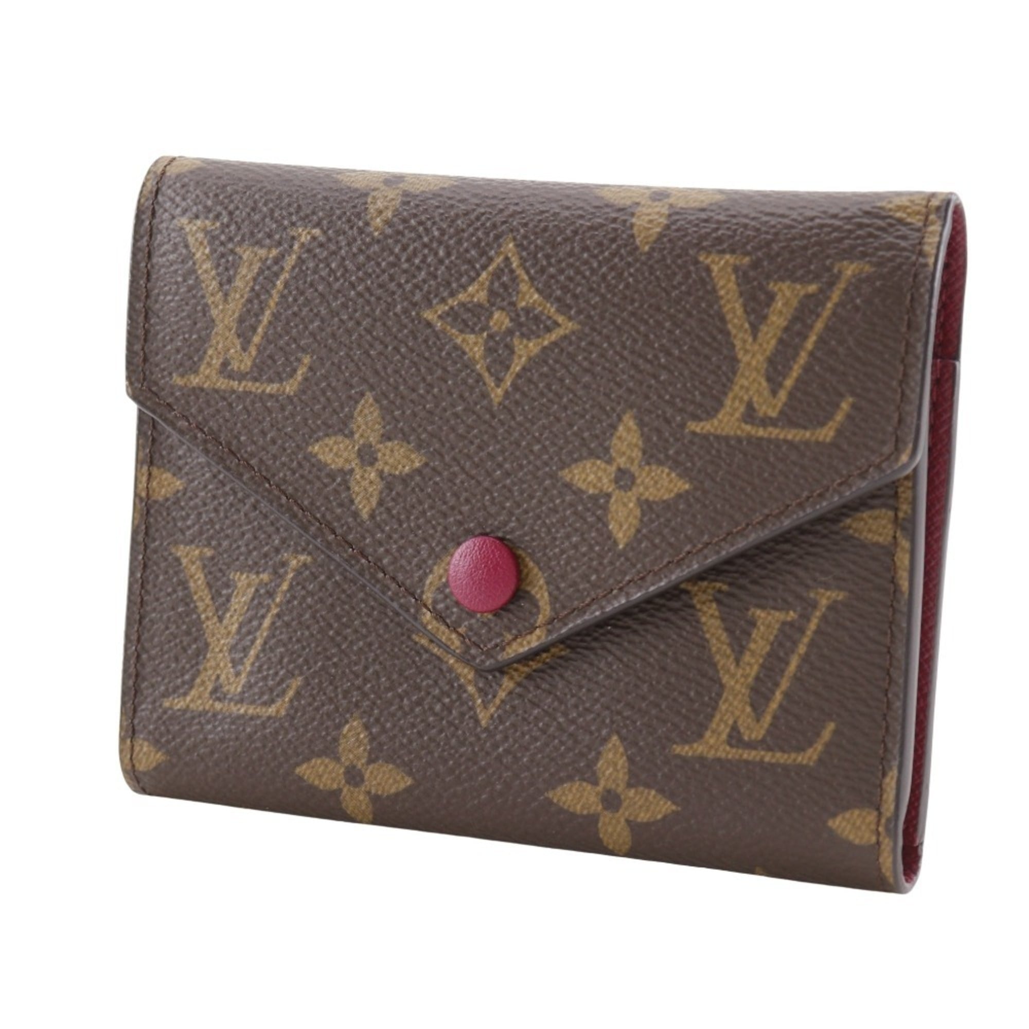 Louis Vuitton Brown Fuchsia Monogram Canvas Wallet (Tri-Fold) (Pre-Owned)