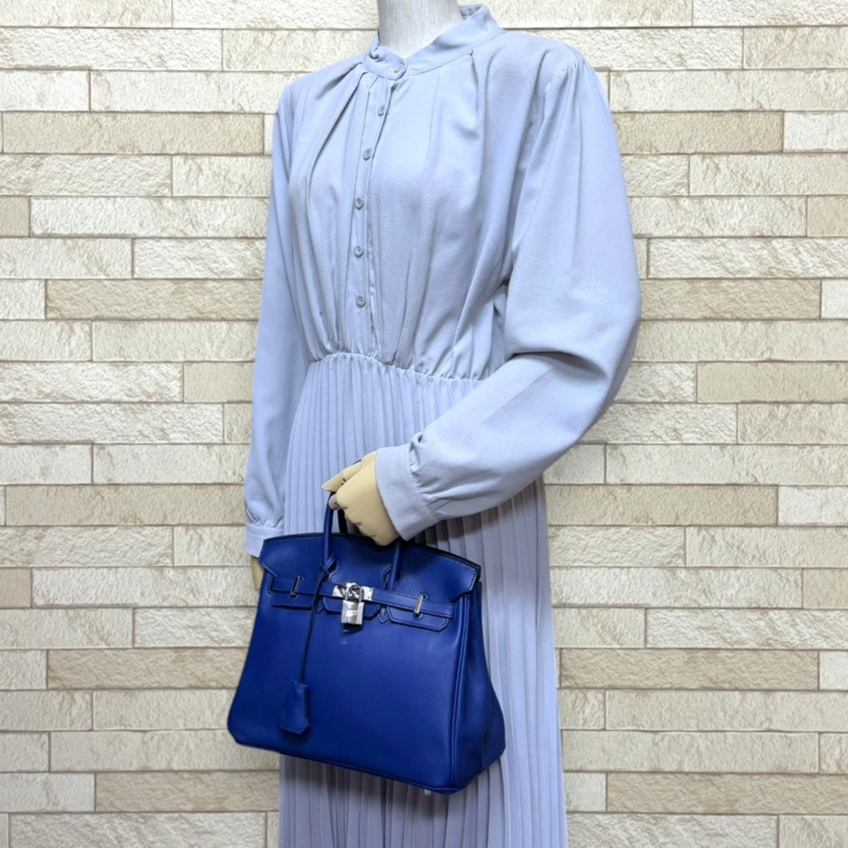 Hermes Bleu Saphir Blue Swift Leather Handbag (Pre-Owned)