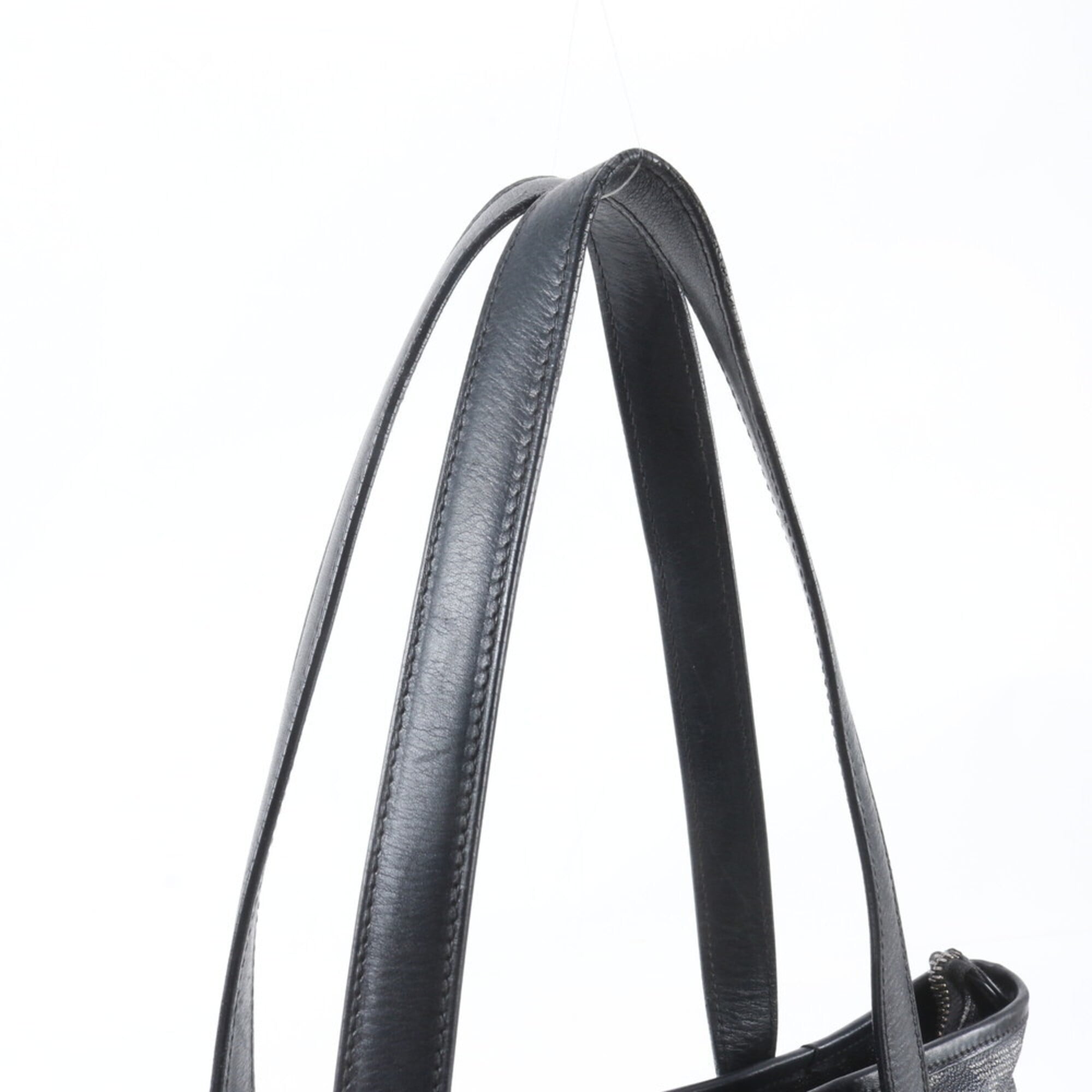 Salvatore Ferragamo Black Gray Leather Coated Canvas Handbag Tote Bag (Pre-Owned)