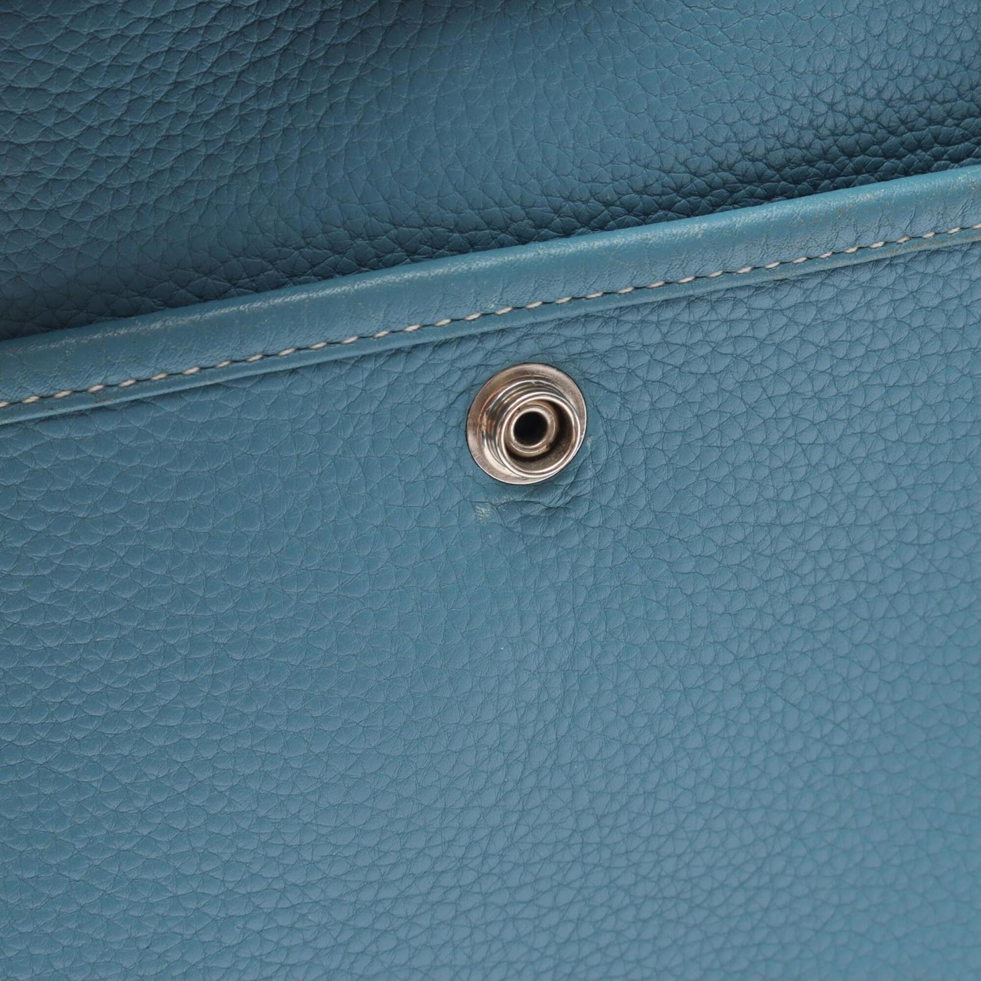 Hermes Blue Taurillon Clemence Leather Handbag Shoulder Bag (Pre-Owned)