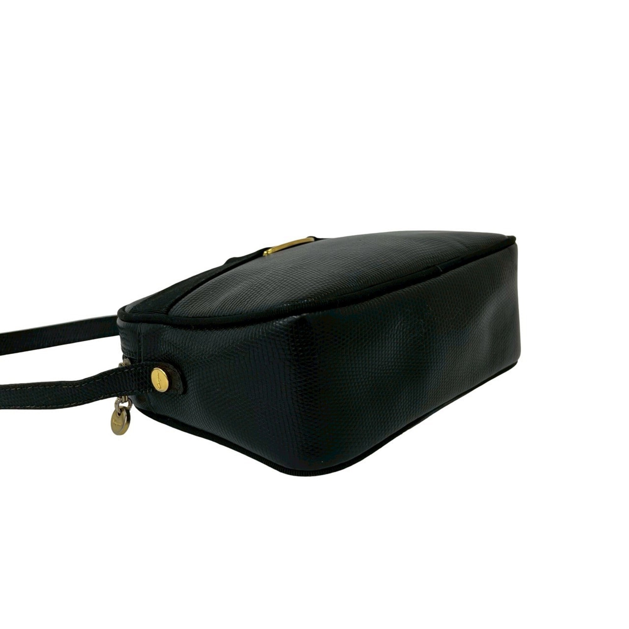 Salvatore Ferragamo Black Leather Shoulder Bag (Pre-Owned)