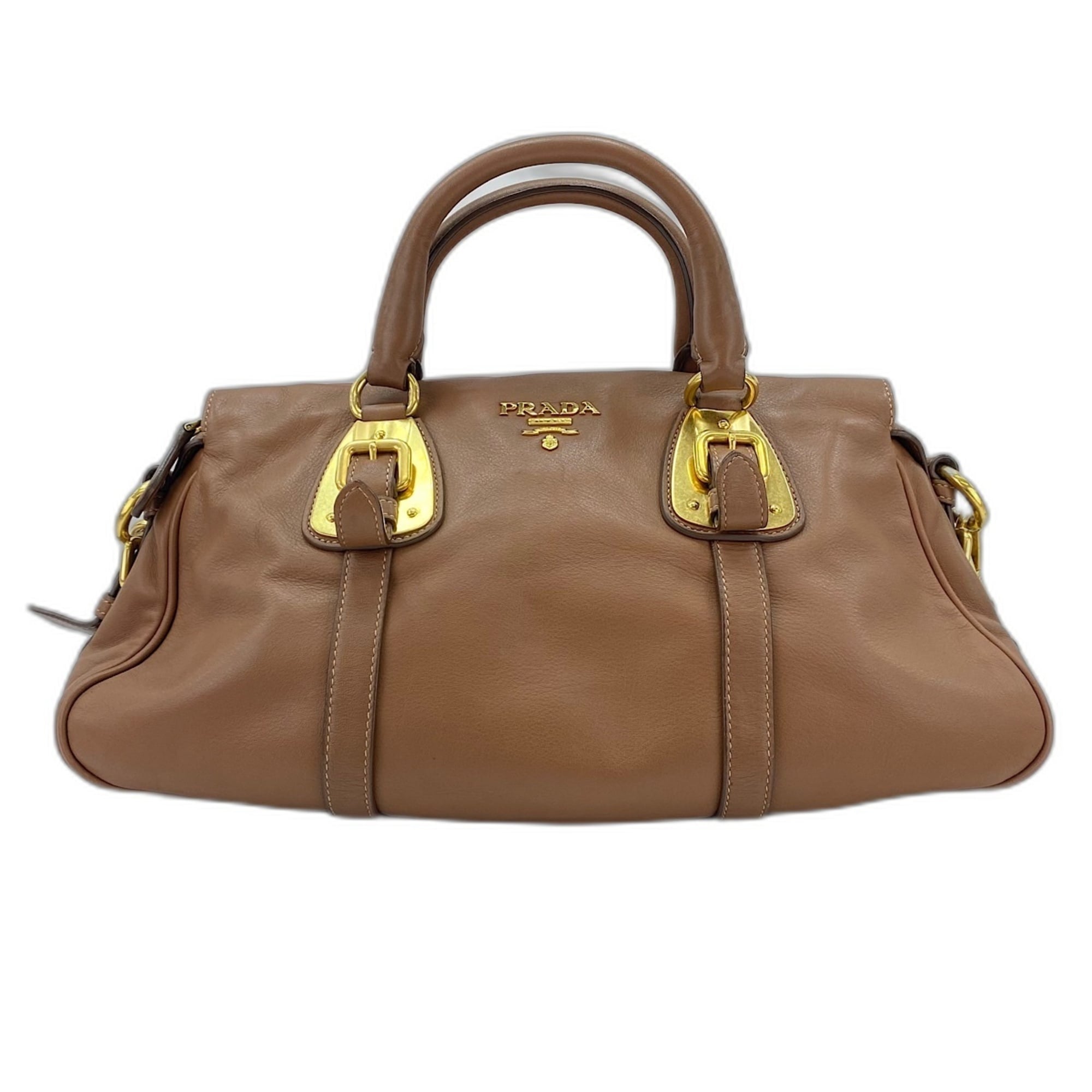 Prada Brown Boston Bag Handbag (Pre-Owned)