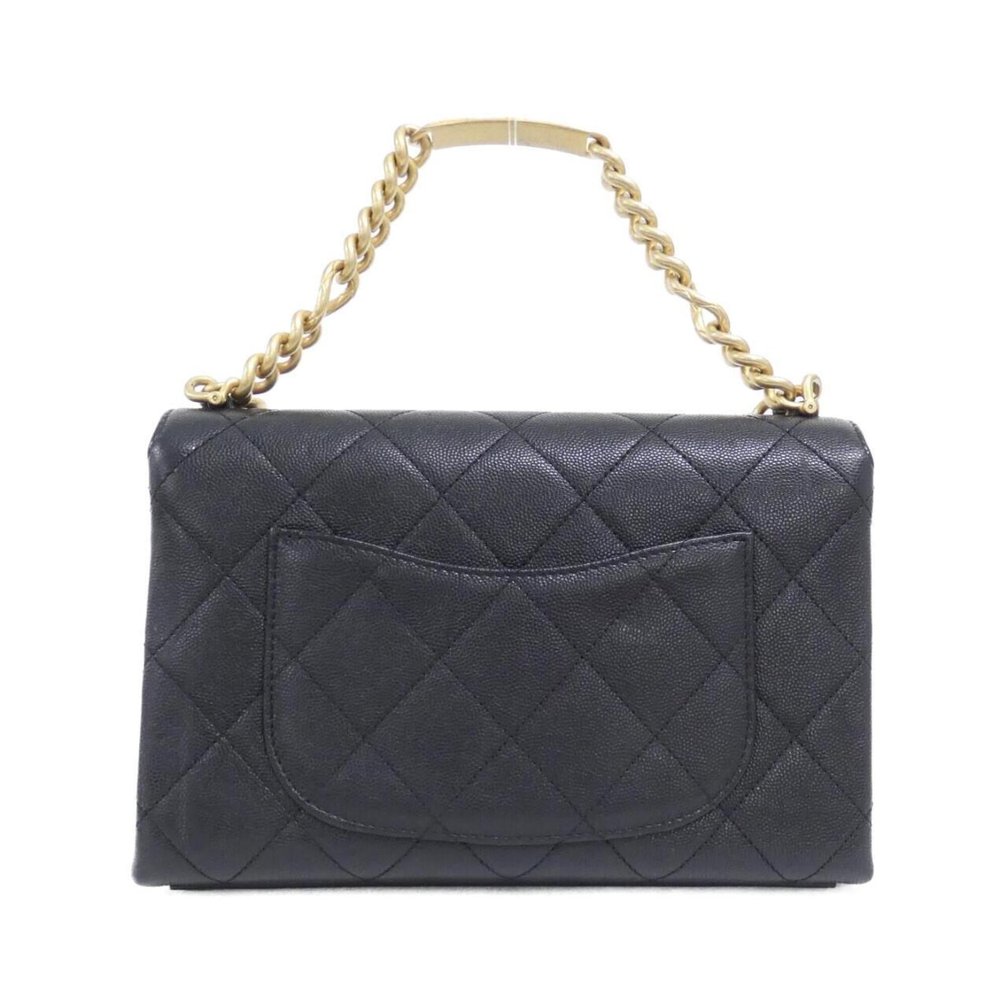 Chanel Black Grained Calfskin Handbag (Pre-Owned)