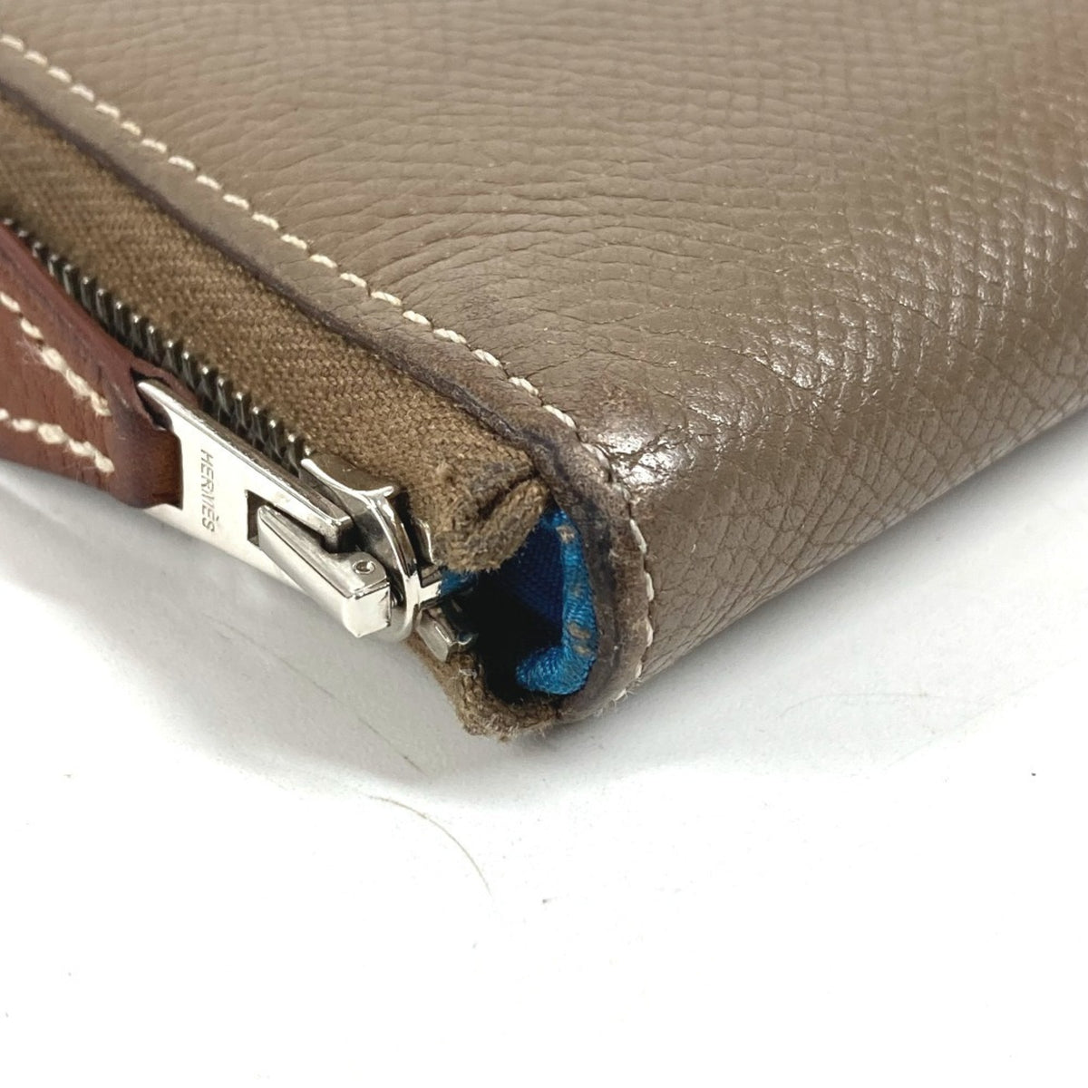 Hermes Silk'in Gray Epsom Leather Long Wallet (Bi-Fold) (Pre-Owned)