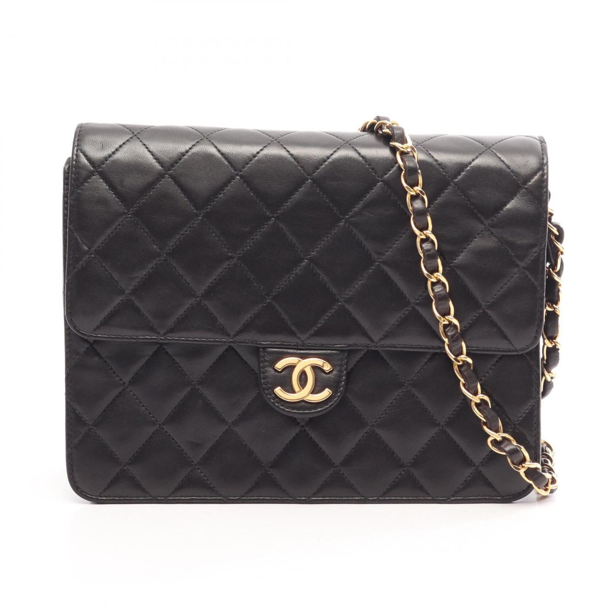 Chanel Black Leather Handbag Shoulder Bag (Pre-Owned)