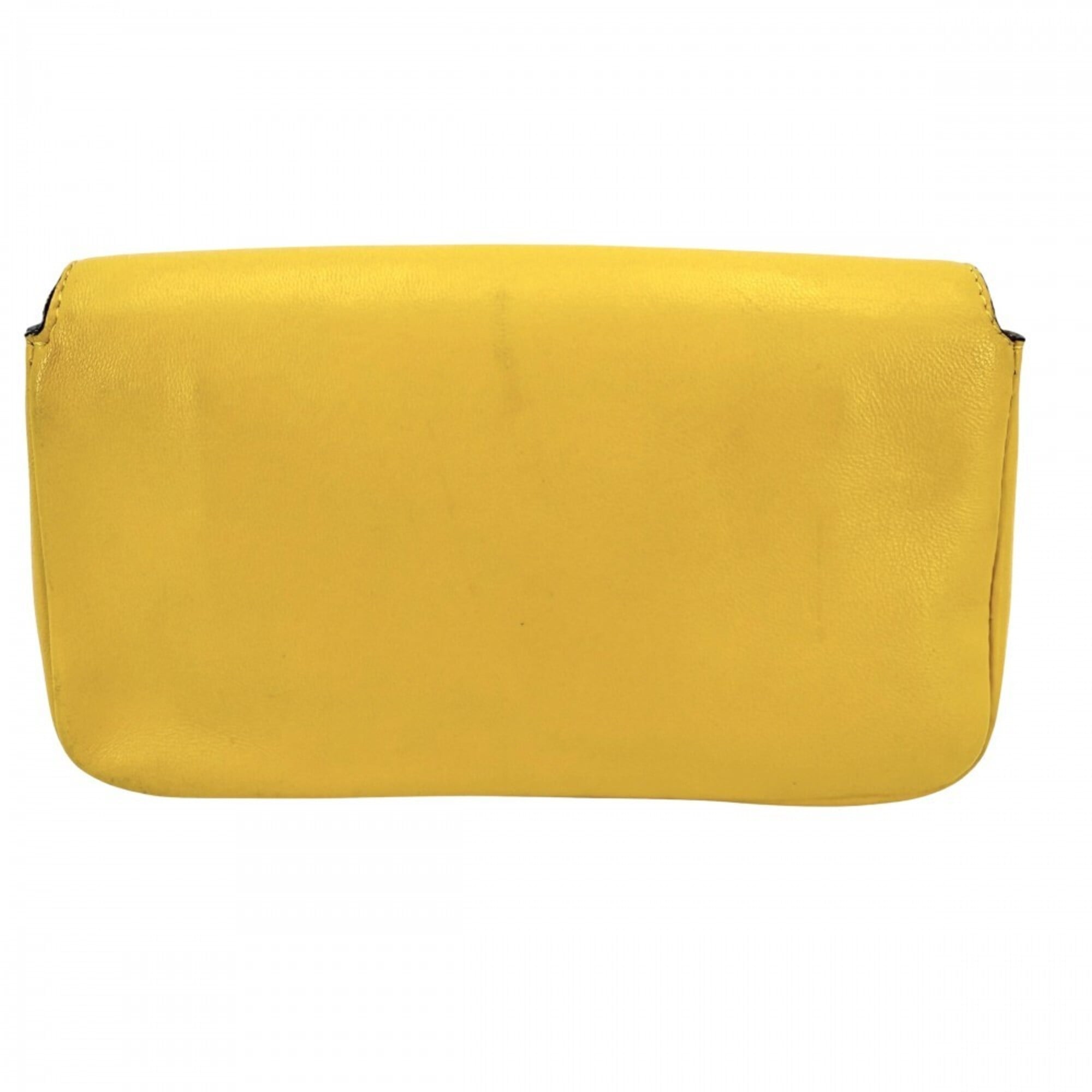 Fendi Yellow Leather Handbag Shoulder Bag (Pre-Owned)