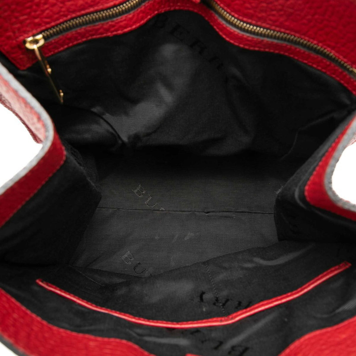 Burberry Red Color Leather Shoulder Bag Tote Bag (Pre-Owned)