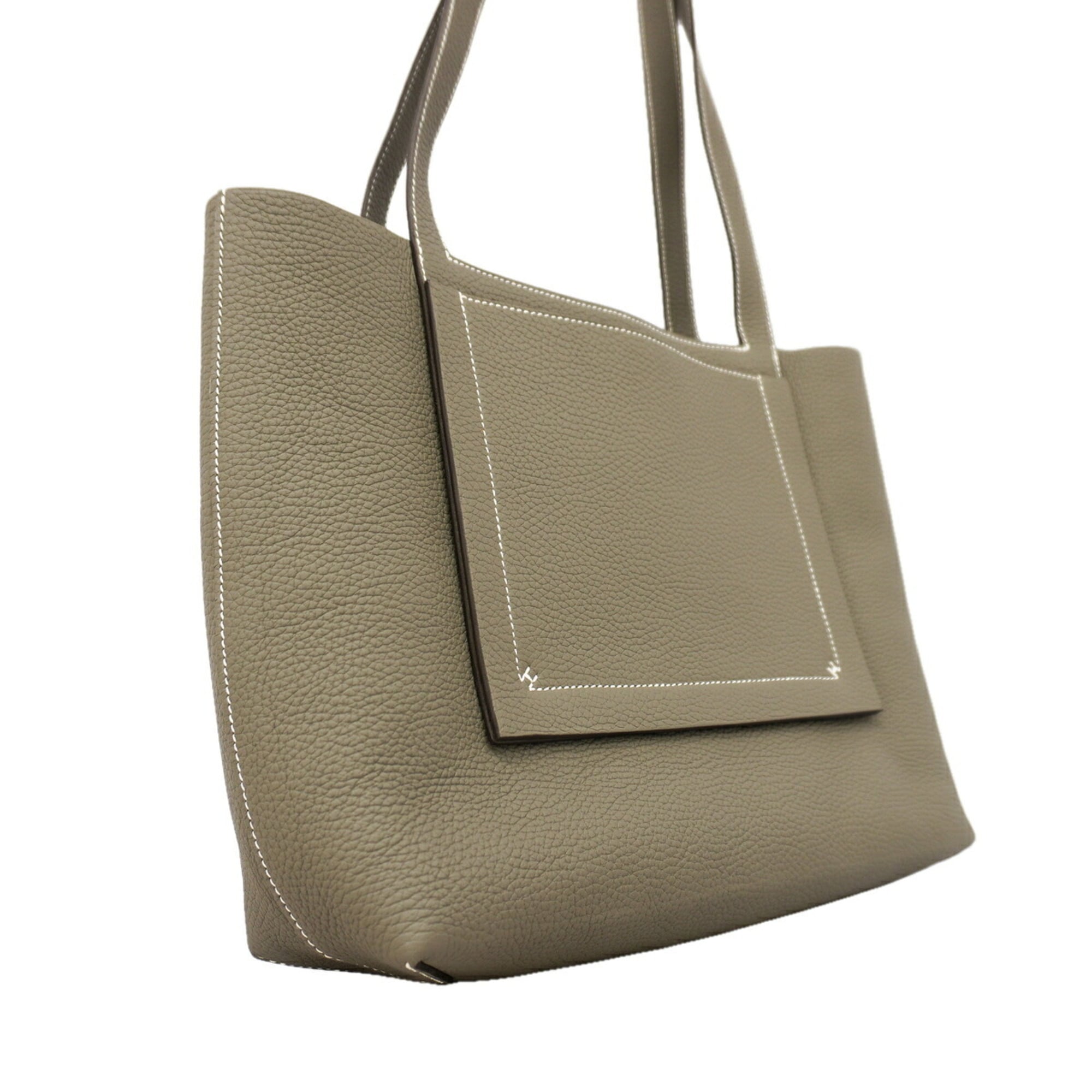 Hermes Gray Taurillon Clemence Leather Tote Bag (Pre-Owned)