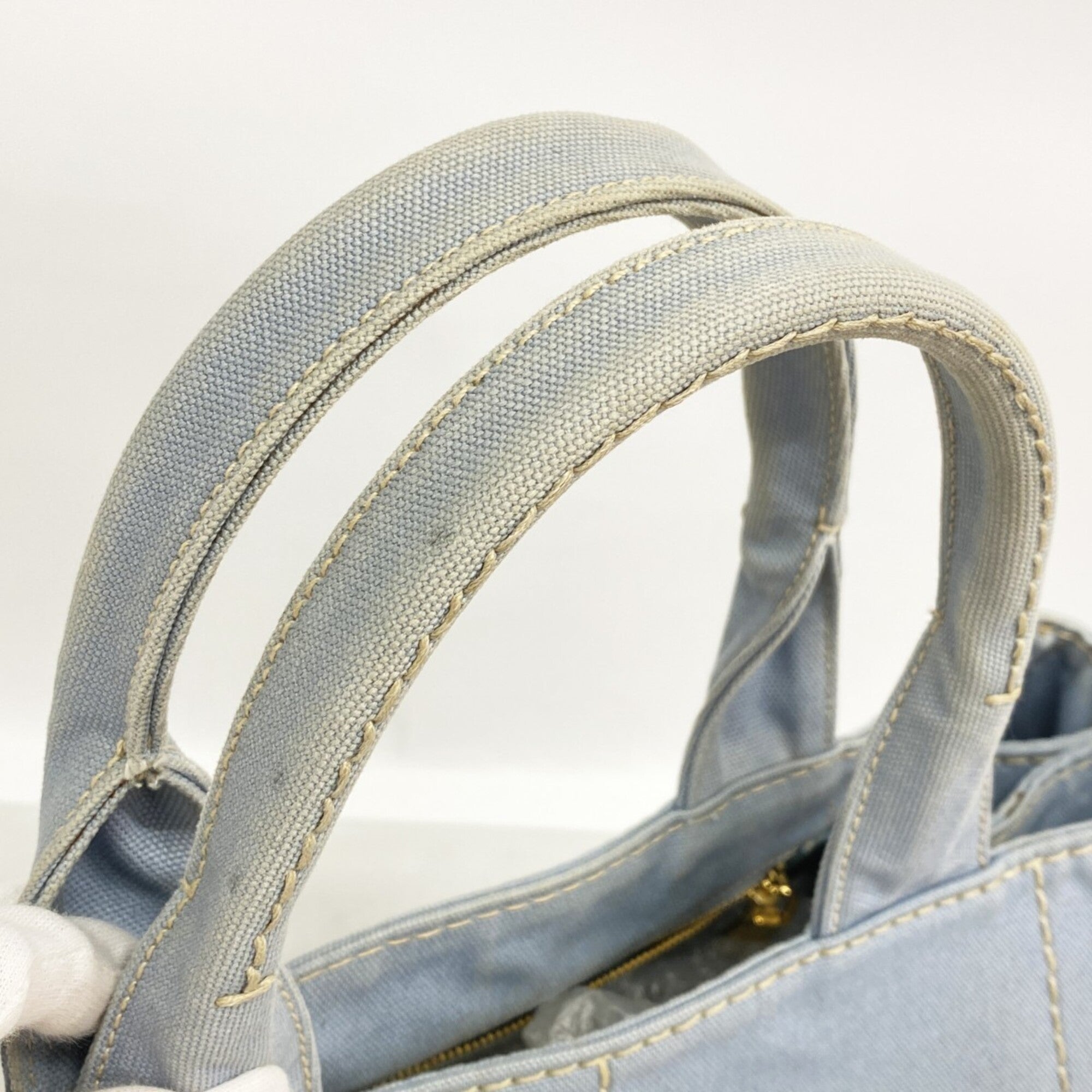 Prada Sky Blue Canvas Tote Bag (Pre-Owned)
