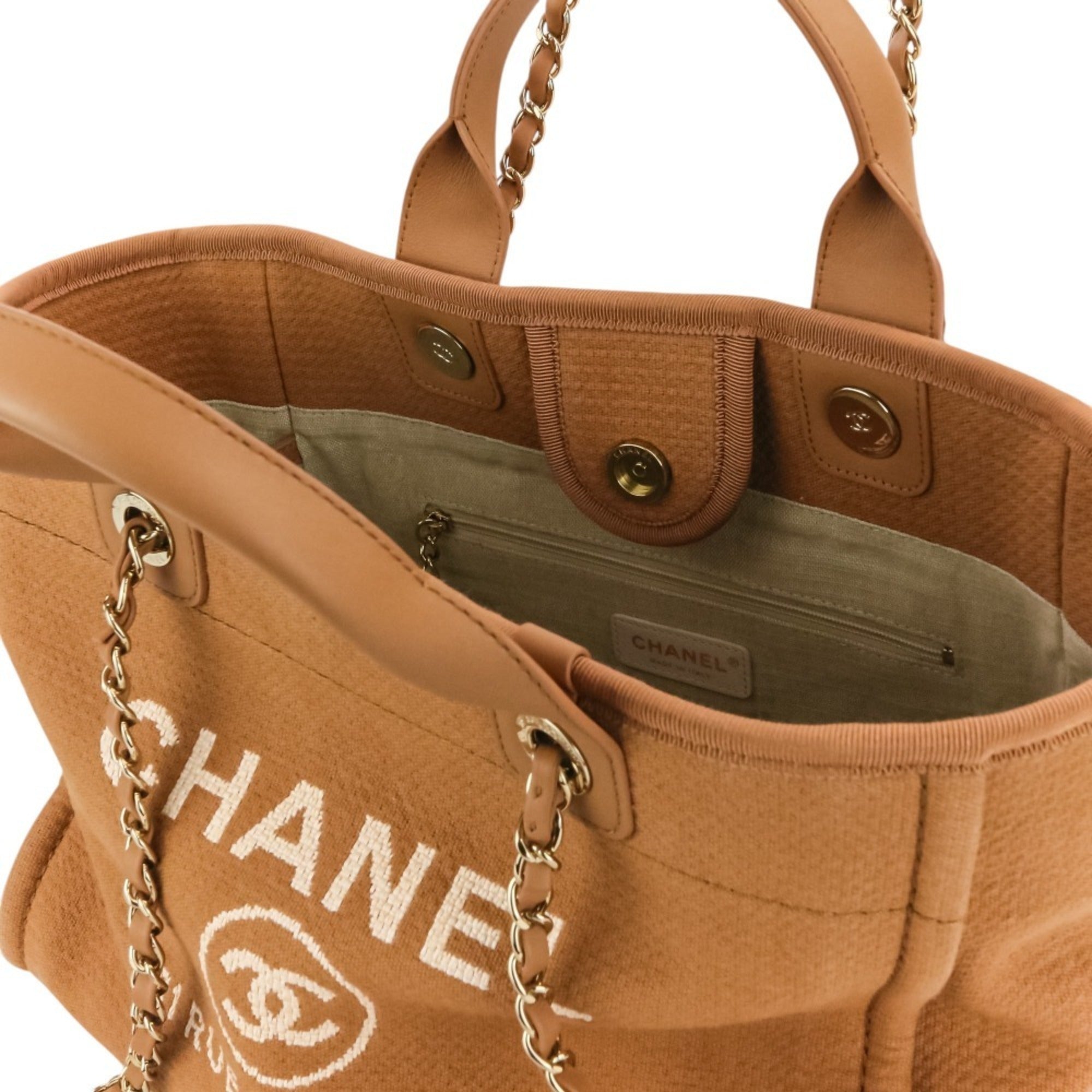 Chanel Pink Beige Fabric Handbag Pouch Shoulder Bag Tote Bag (Pre-Owned)