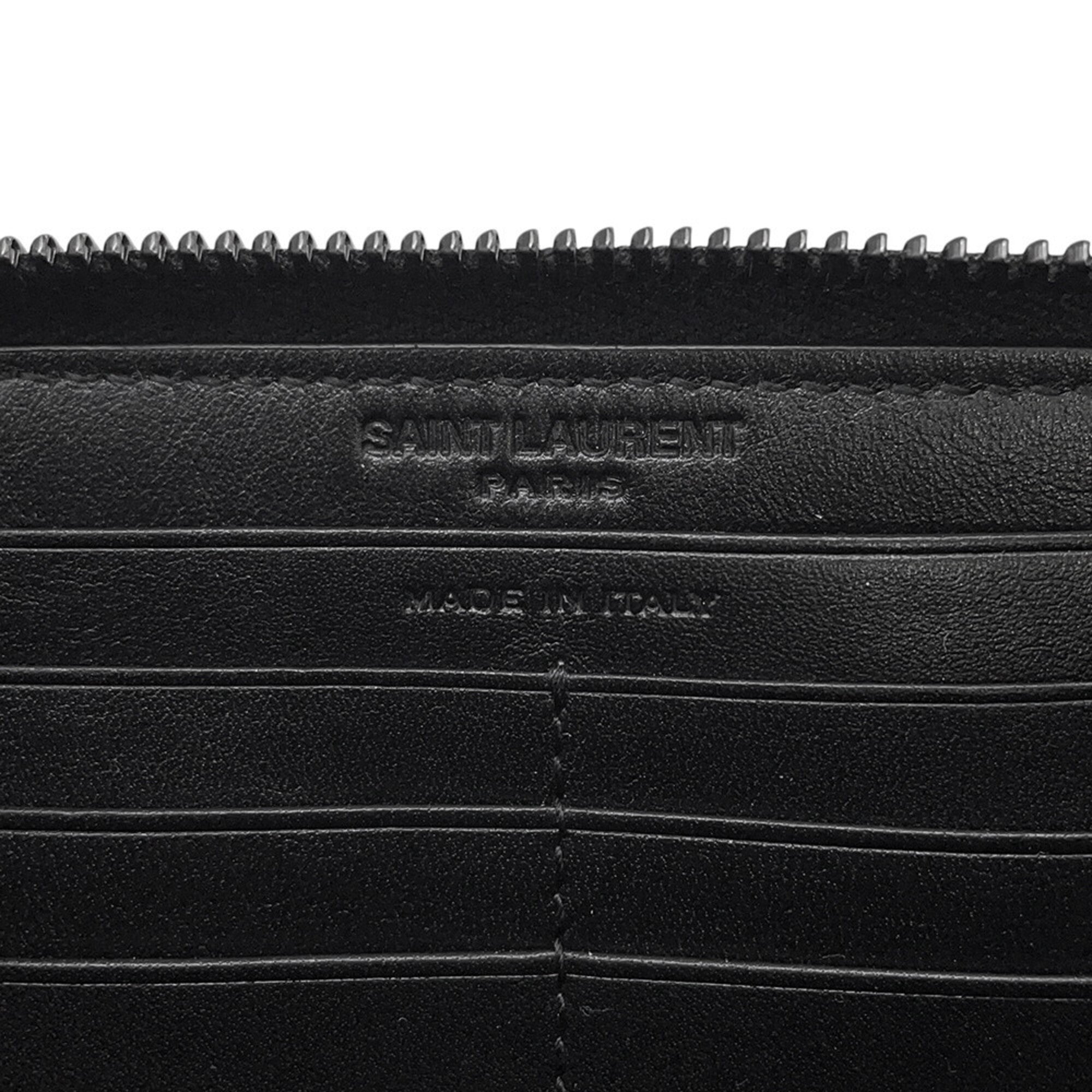 Yves Saint Laurent Black Leather Long Wallet (Bi-Fold) (Pre-Owned)