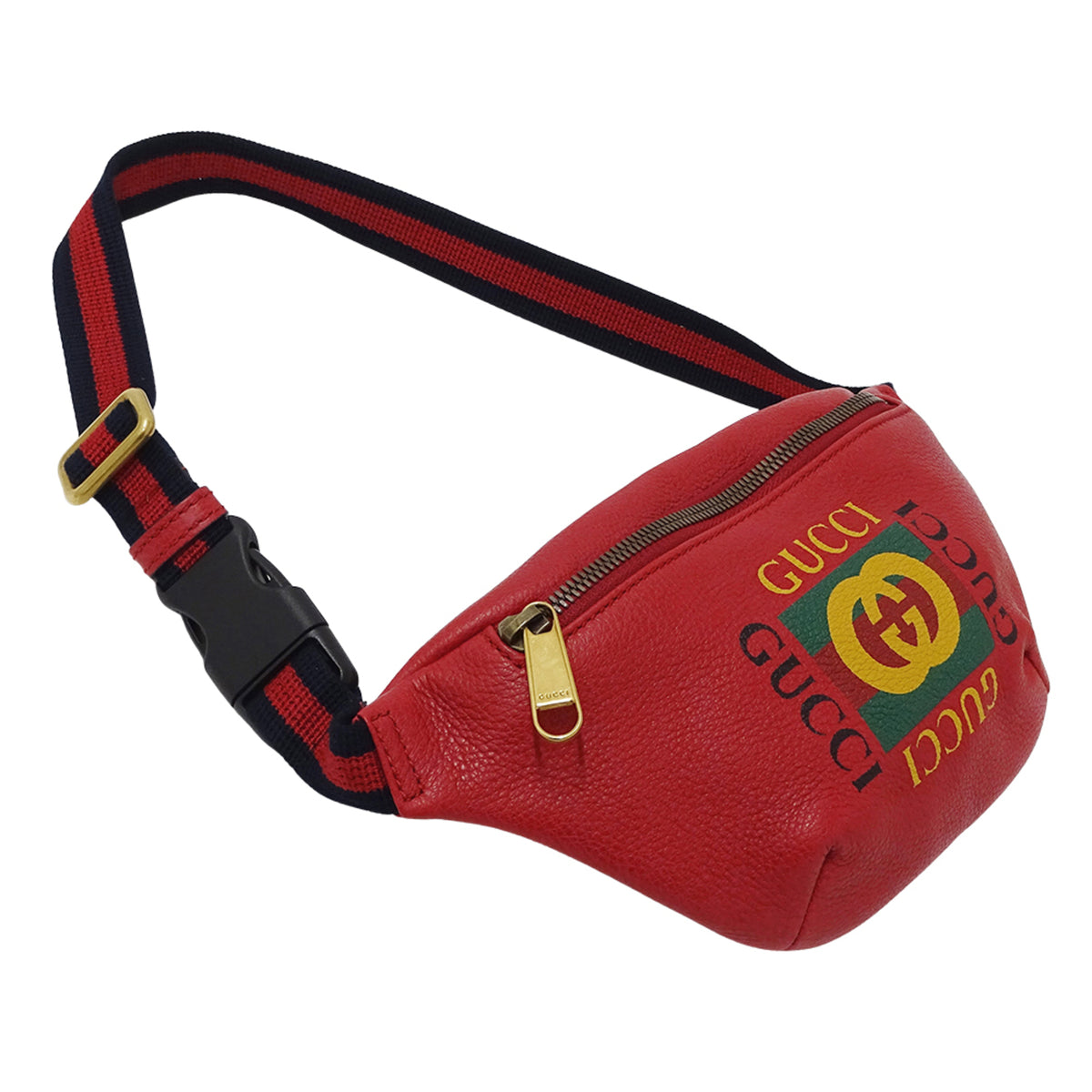 Gucci Red Color Leather Fanny Pack Handbag Sling Bag (Pre-Owned)