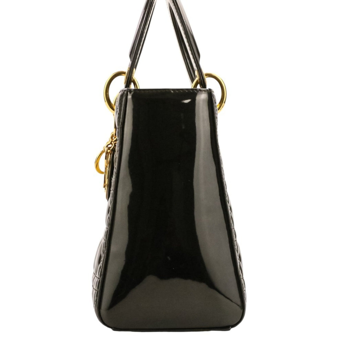 Christian Dior Lady Dior Black Patent Leather Handbag (Pre-Owned)
