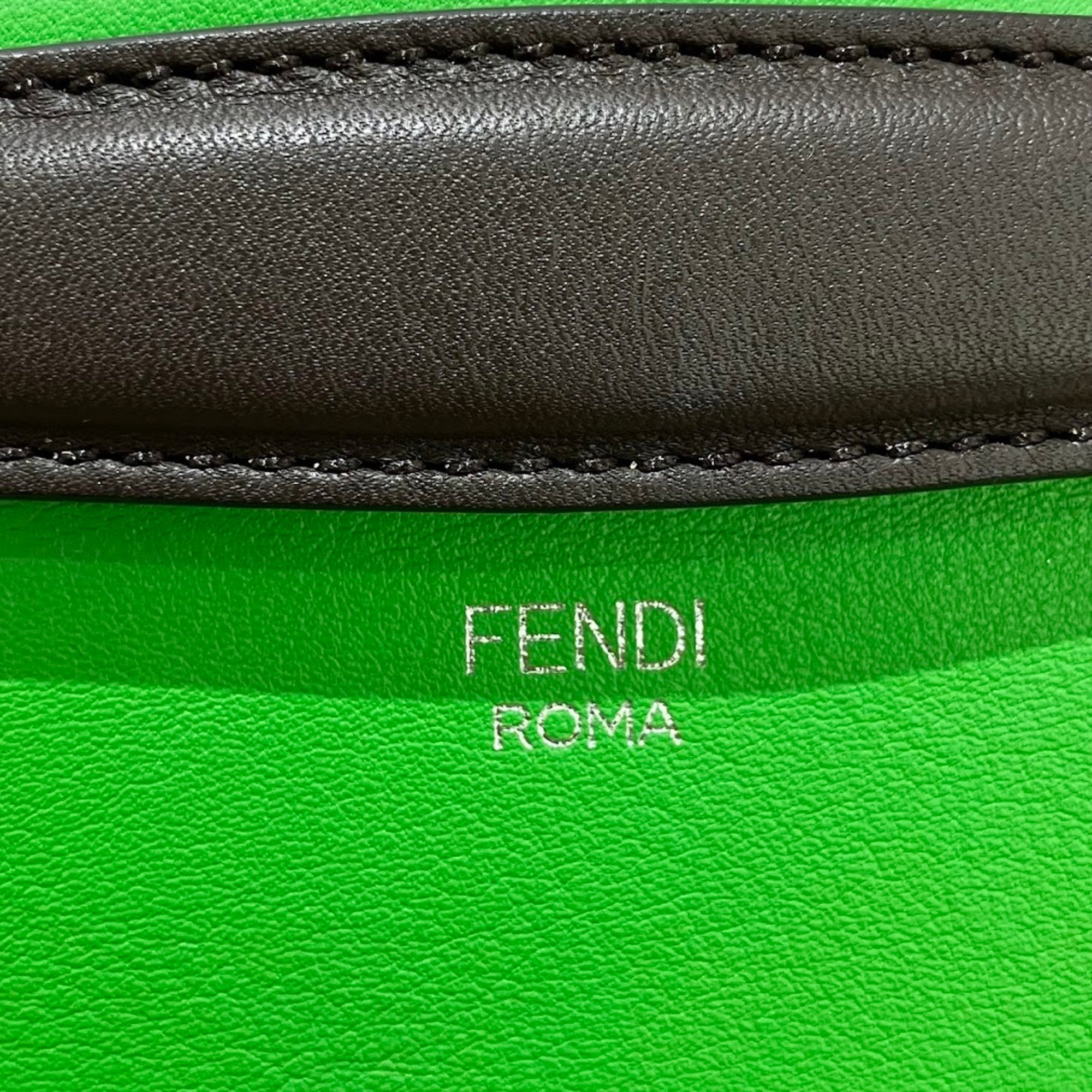 Fendi Black Green Leather Clutch Bag Handbag Pouch (Pre-Owned)