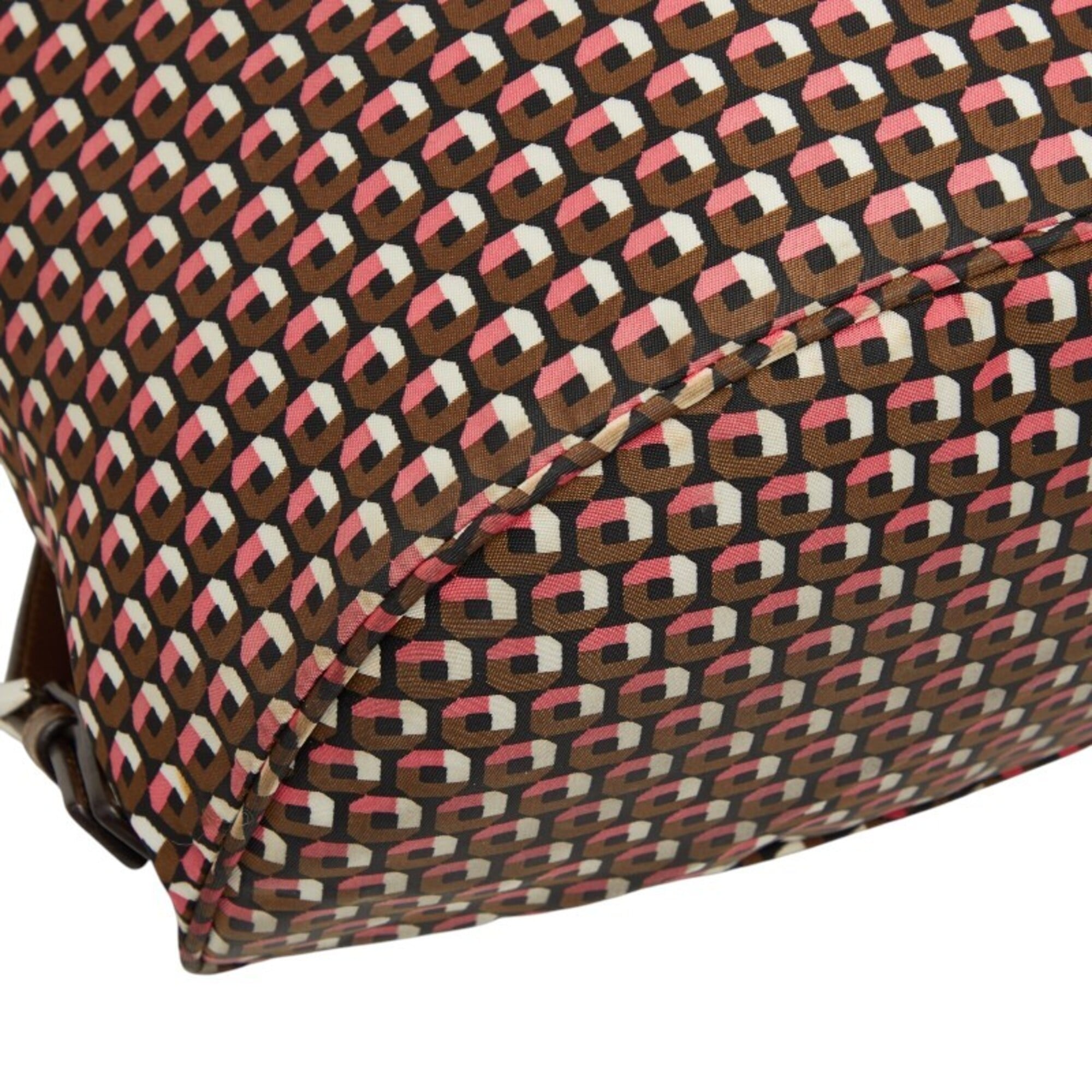 Prada Brown Pink Nylon Leather Backpack (Pre-Owned)
