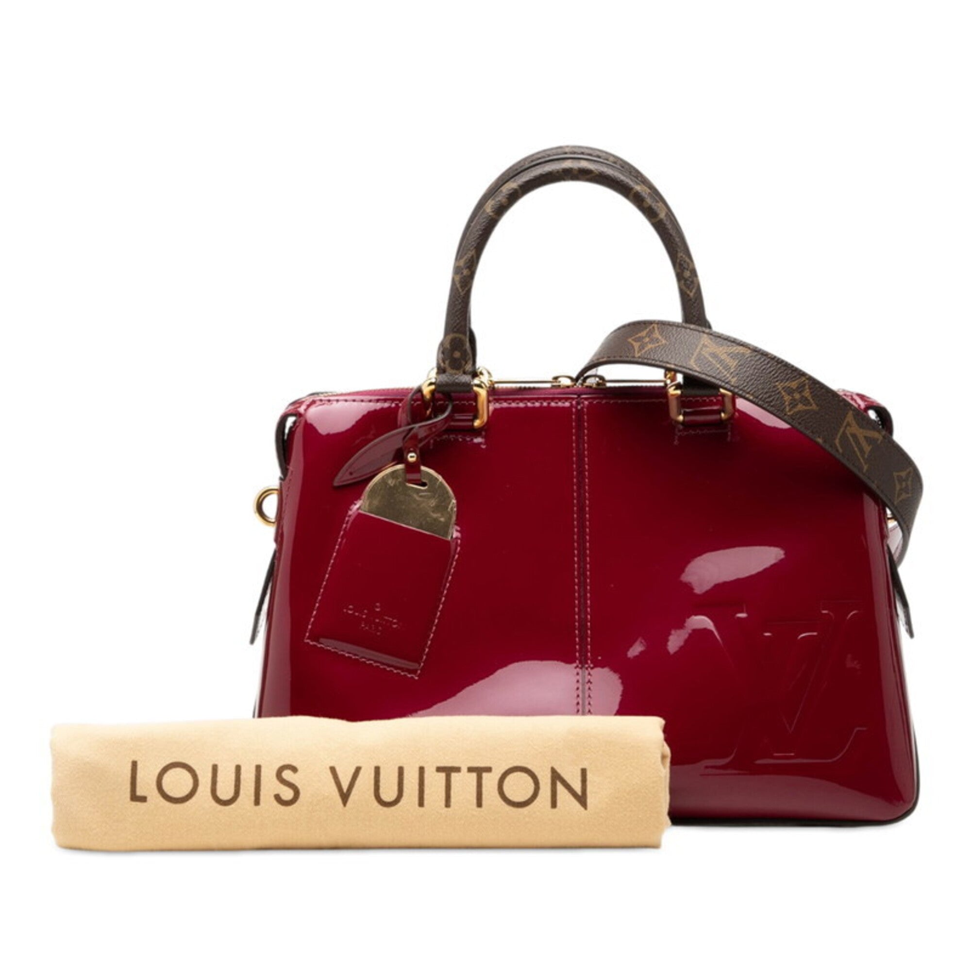 Louis Vuitton Brown Purple Patent Leather Handbag Shoulder Bag (Pre-Owned)