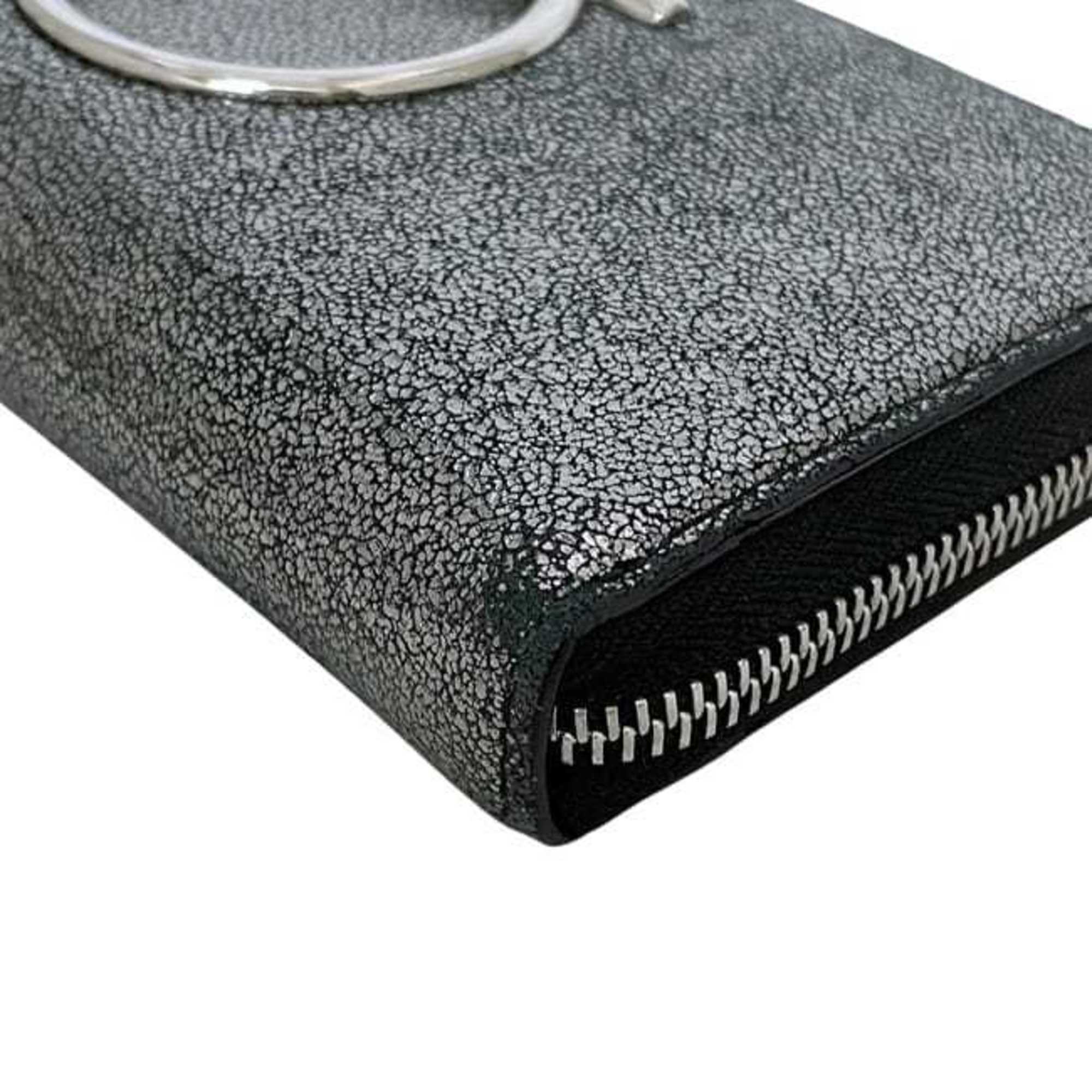 Salvatore Ferragamo Silver Metallic Leather Long Wallet (Bi-Fold) (Pre-Owned)