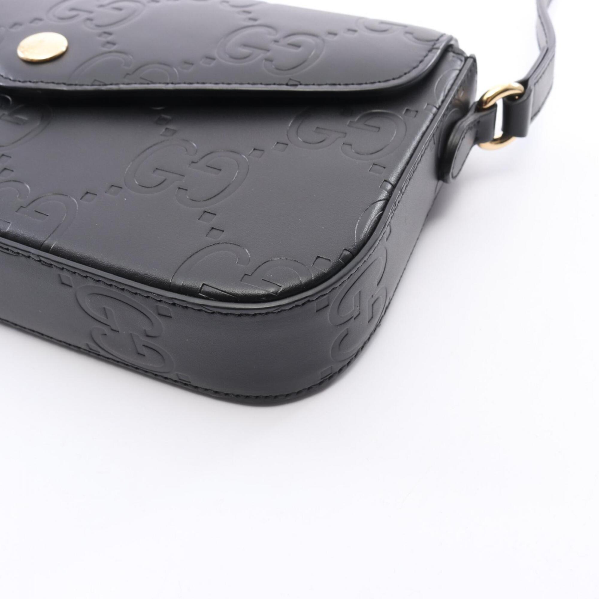 Gucci Black Leather Handbag Shoulder Bag (Pre-Owned)