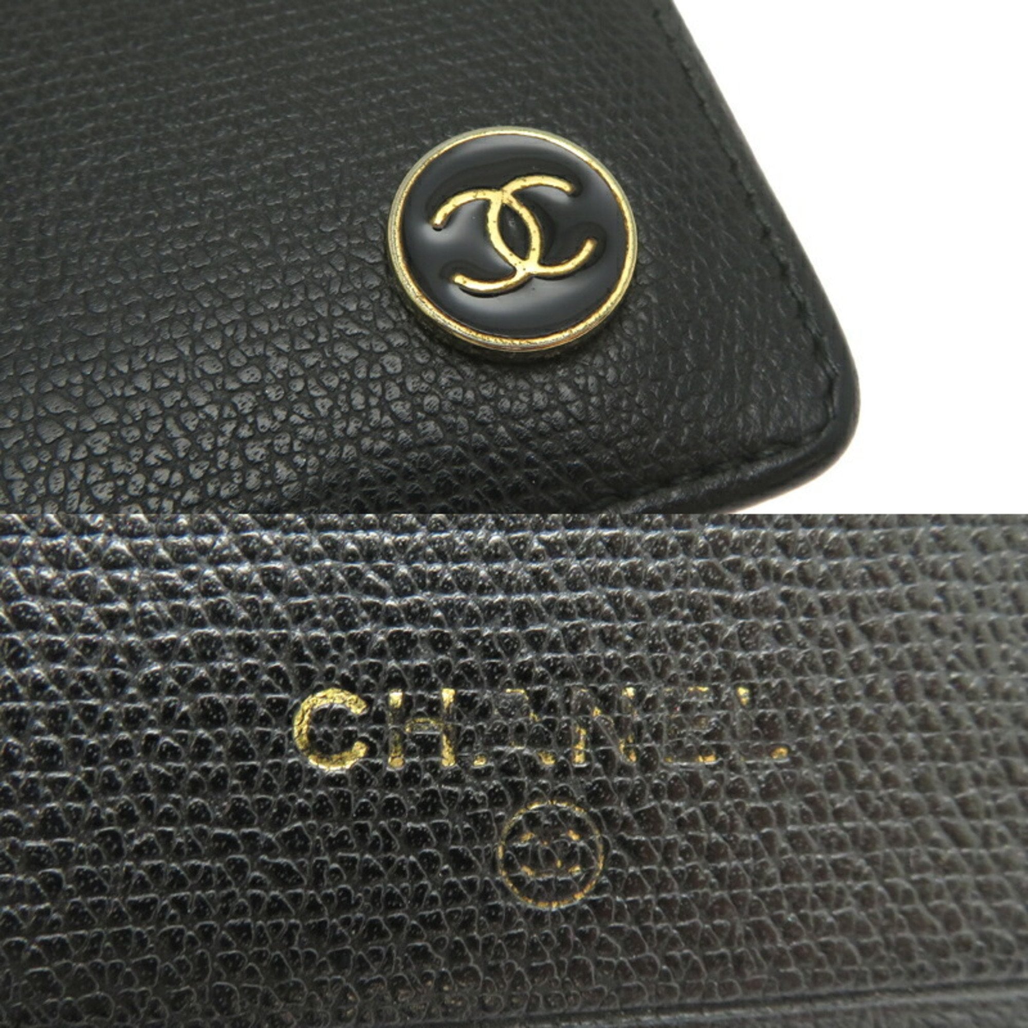 Chanel Black Leather Wallet (Bi-Fold) (Pre-Owned)