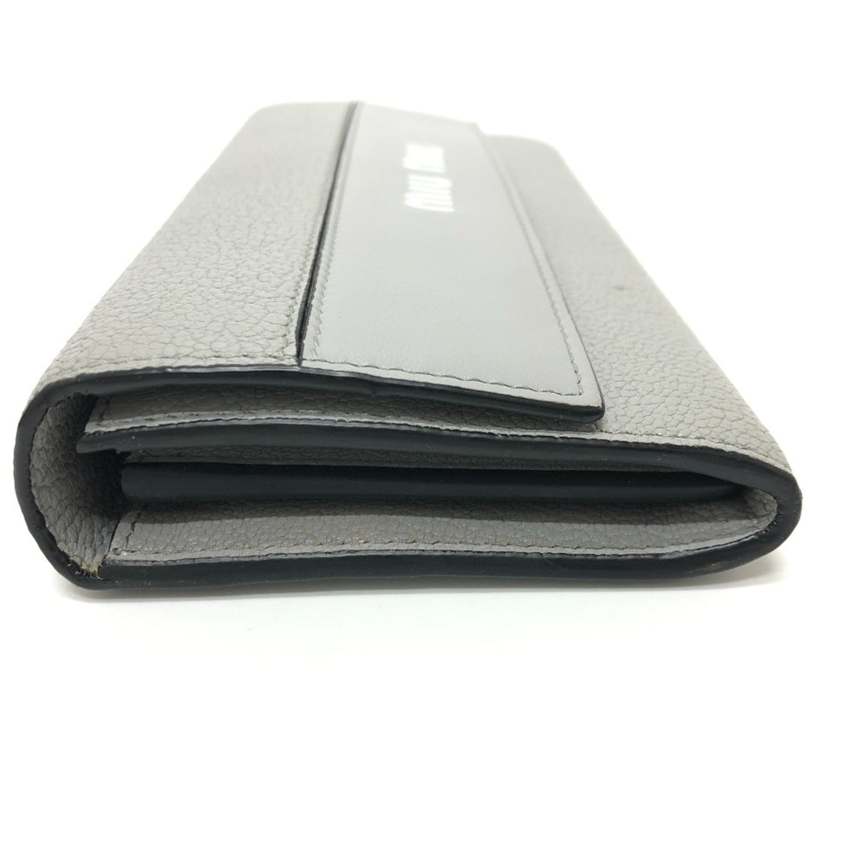 Miu Miu Gray Leather Long Wallet (Bi-Fold) (Pre-Owned)