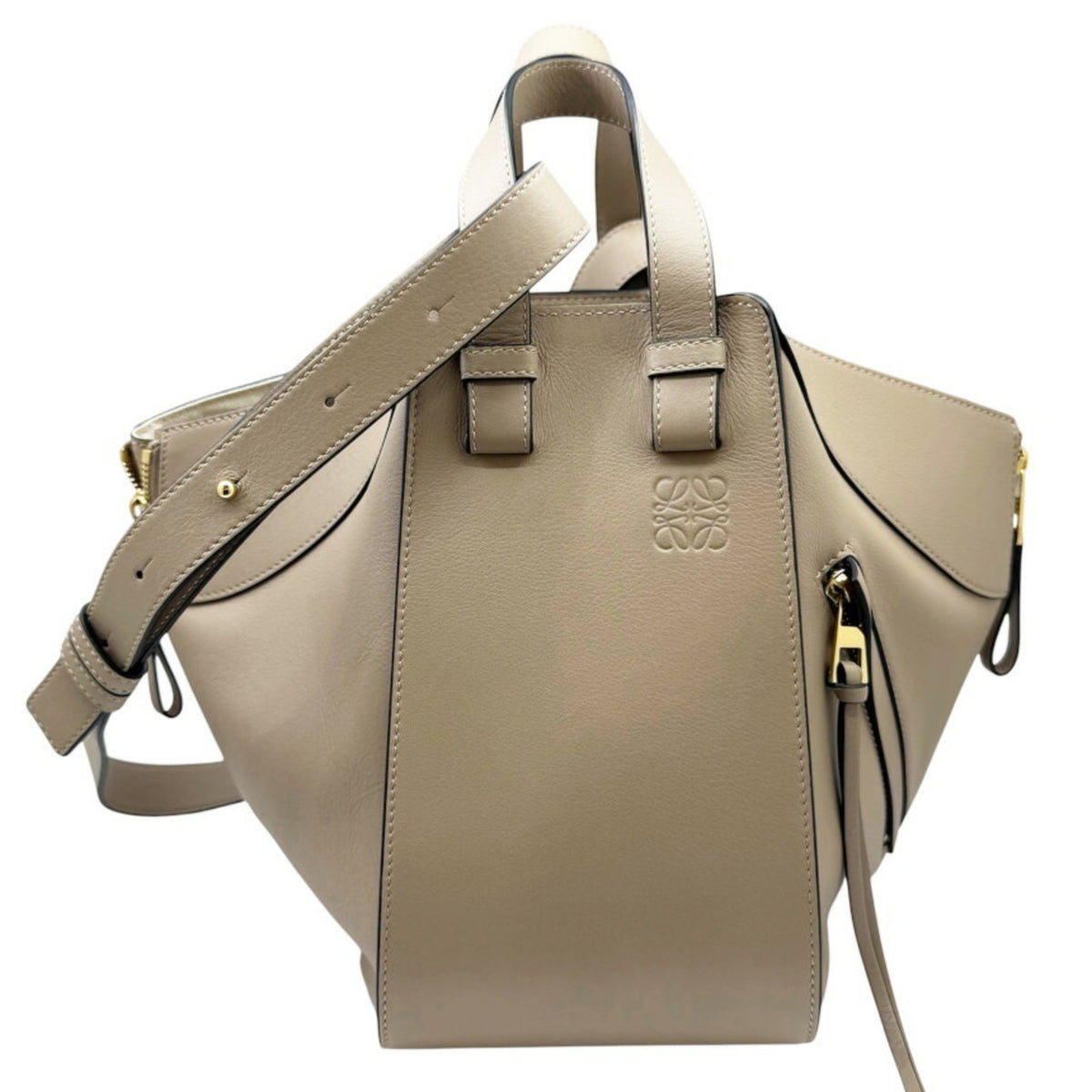 Loewe Hammock Grayish Leather Handbag Shoulder Bag (Pre-Owned)