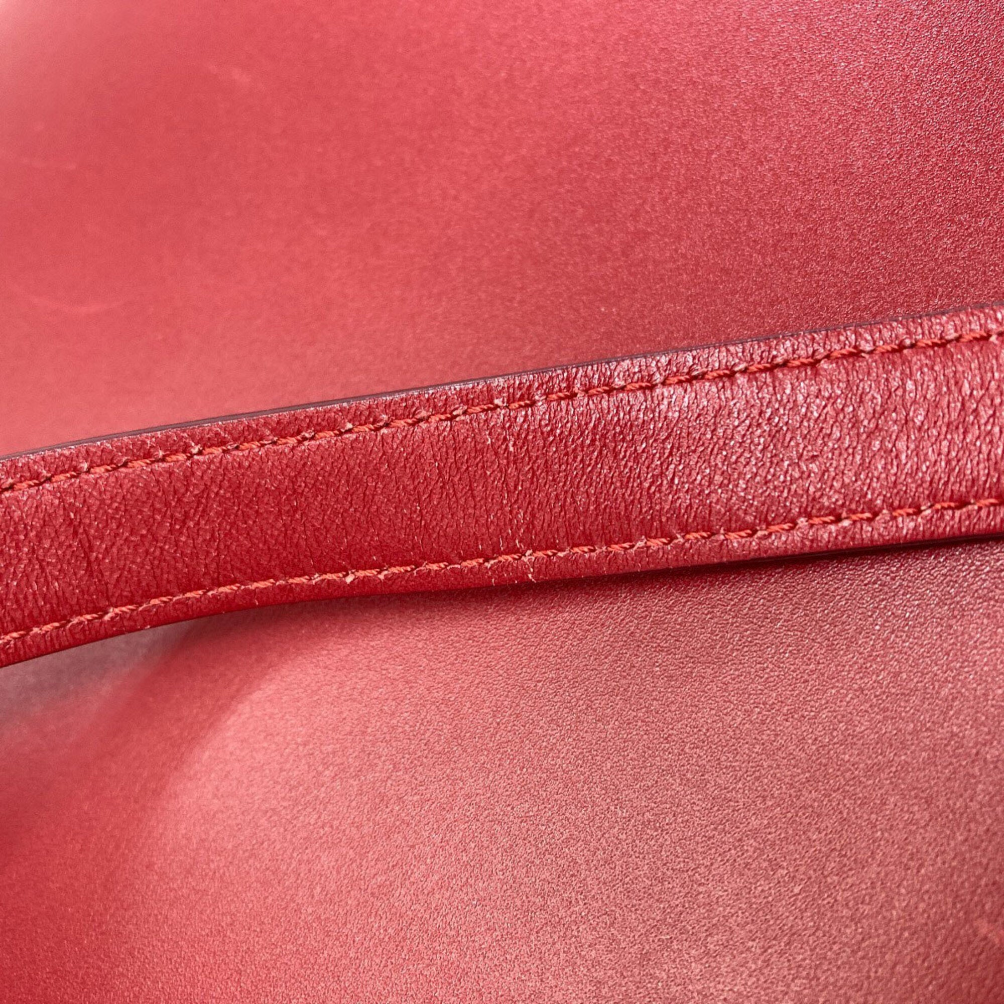 Celine Red Color Leather Shoulder Bag (Pre-Owned)