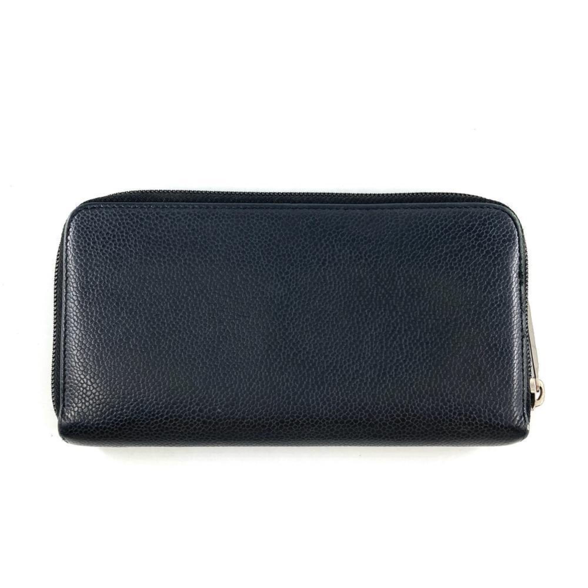 Chanel Black Leather Long Wallet (Bi-Fold) (Pre-Owned)