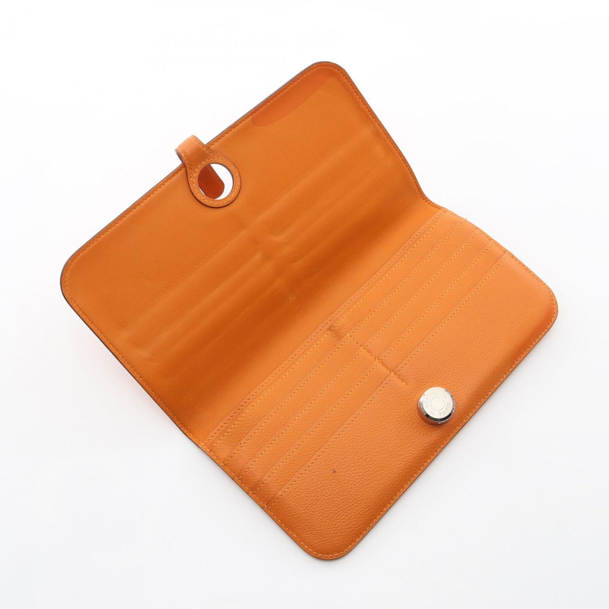 Hermes Orange Leather Long Wallet (Bi-Fold) (Pre-Owned)