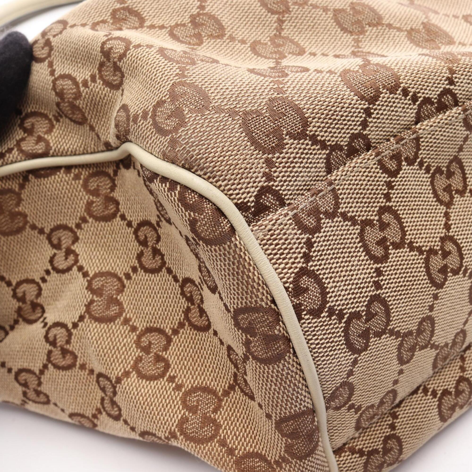 Gucci Beige Ivory Gg Canvas Handbag (Pre-Owned)