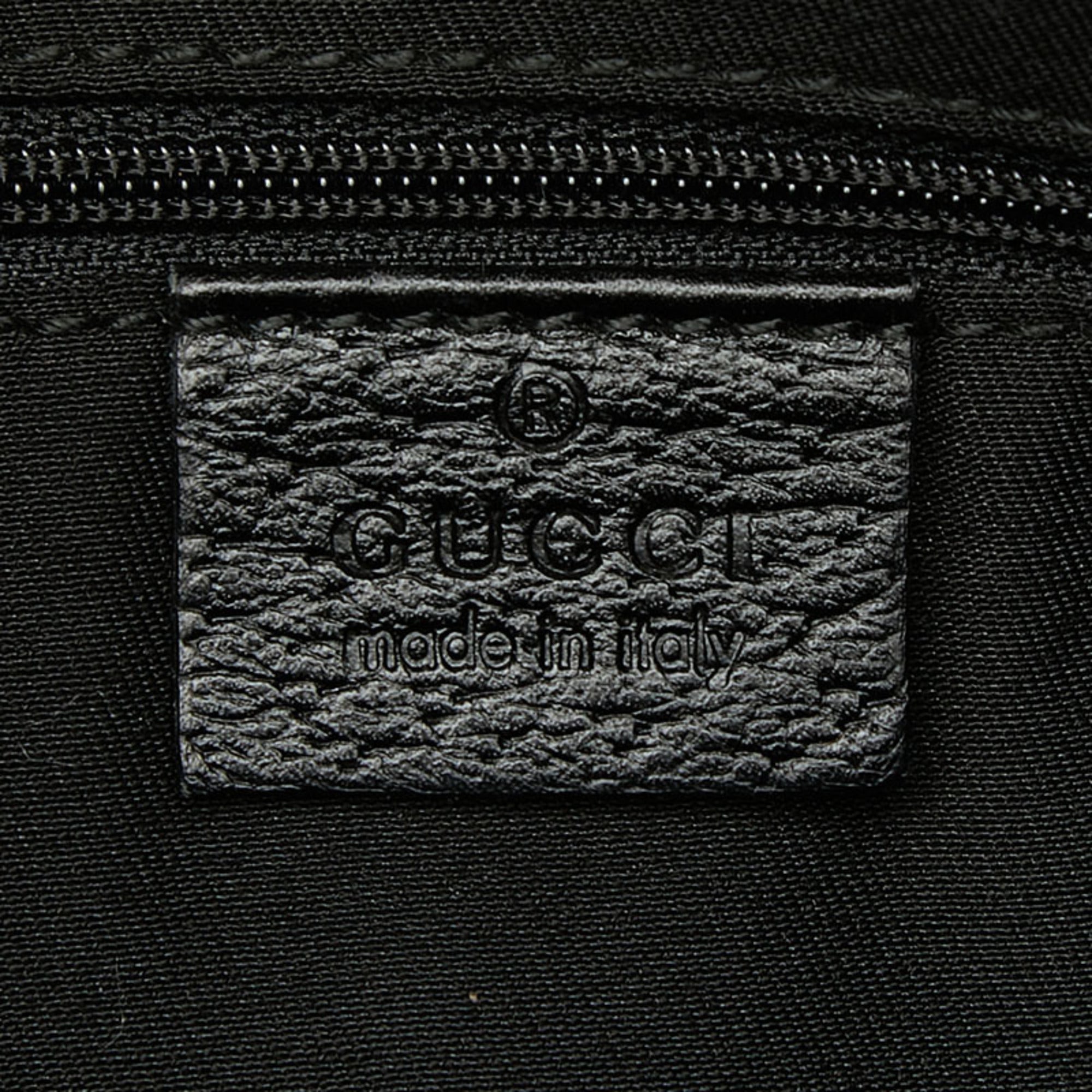 Gucci Abbey Black Gg Canvas Leather Handbag (Pre-Owned)