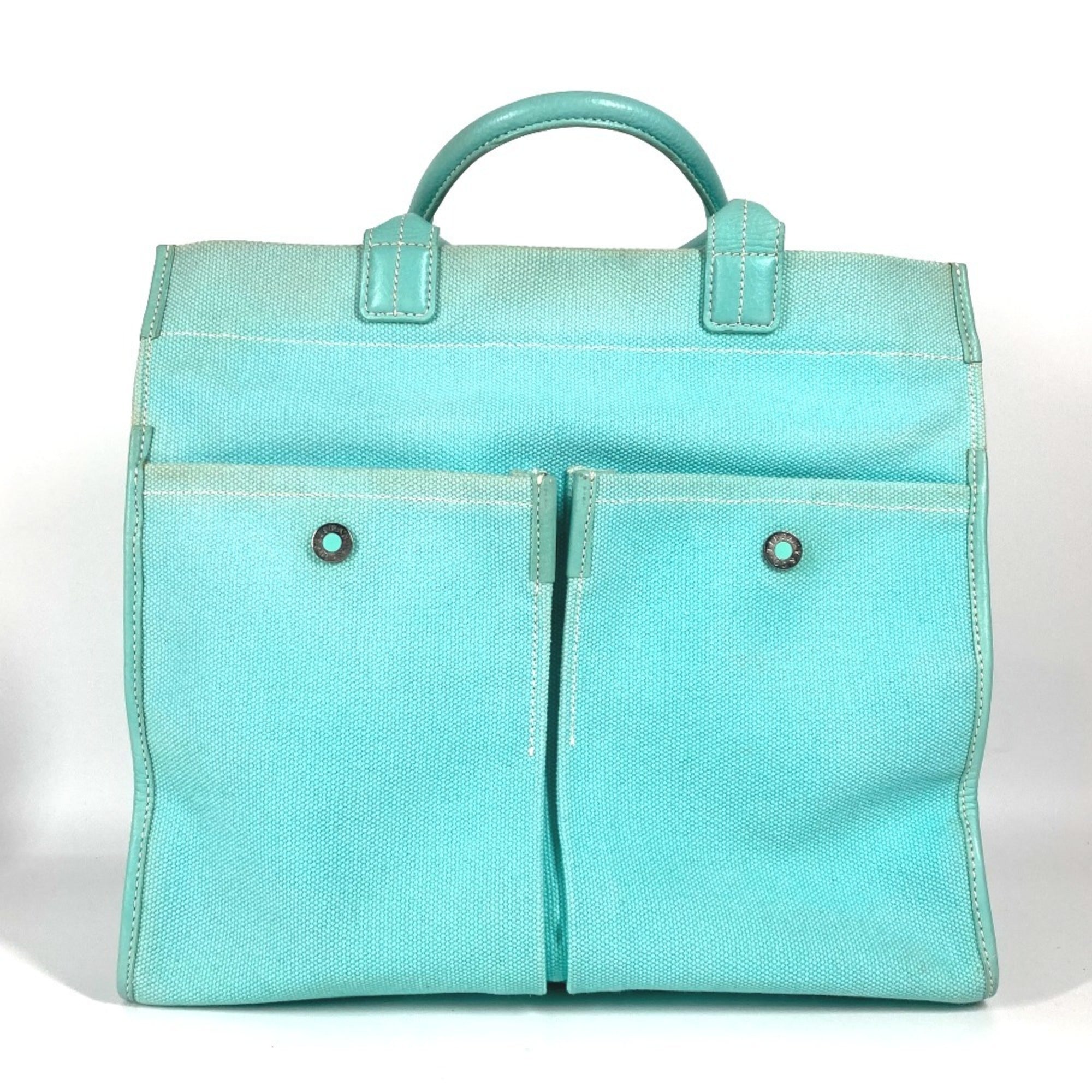 Tiffany Blue Canvas Handbag Shoulder Bag Tote Bag (Pre-Owned)