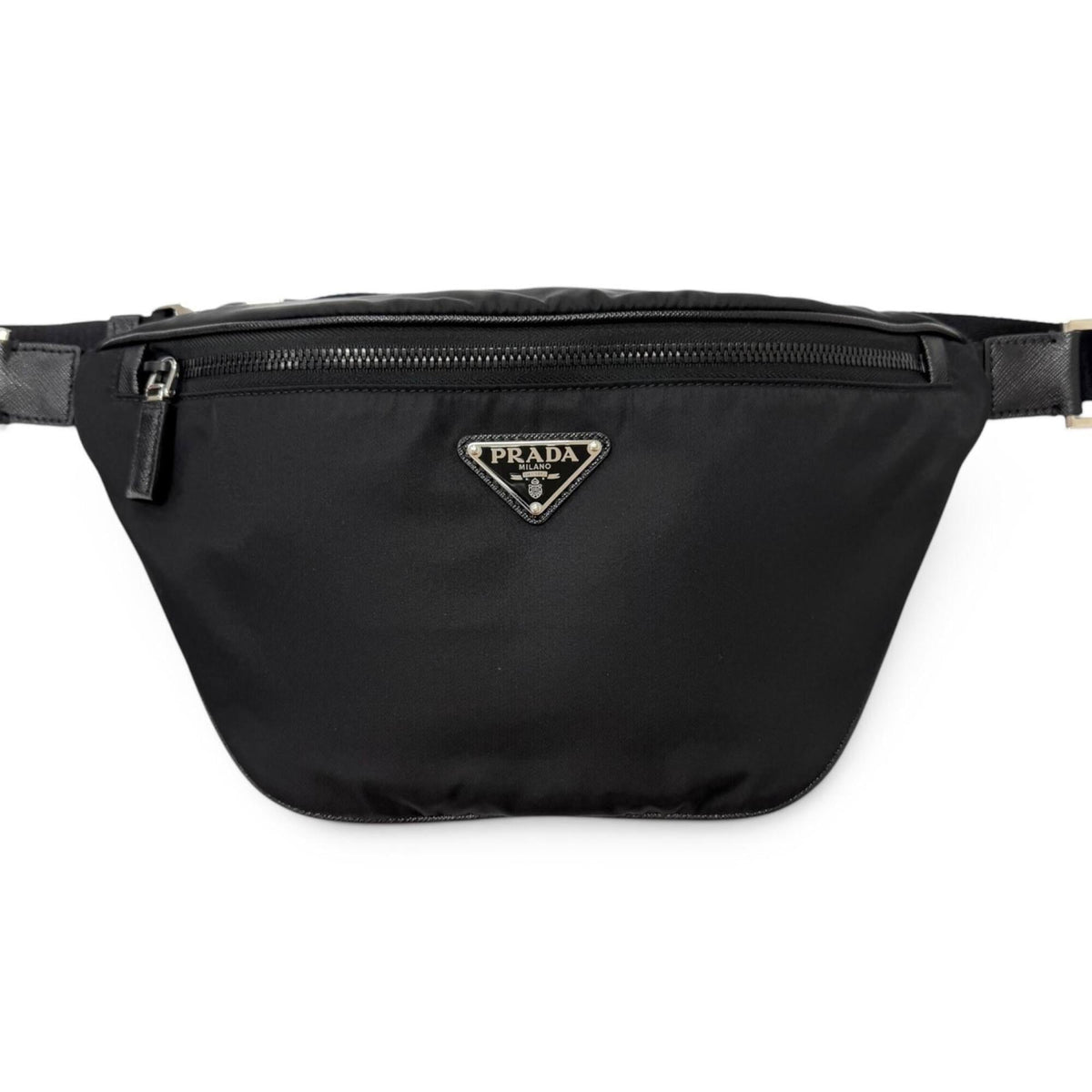 Prada Black Nylon Leather Fanny Pack Sling Bag (Pre-Owned)