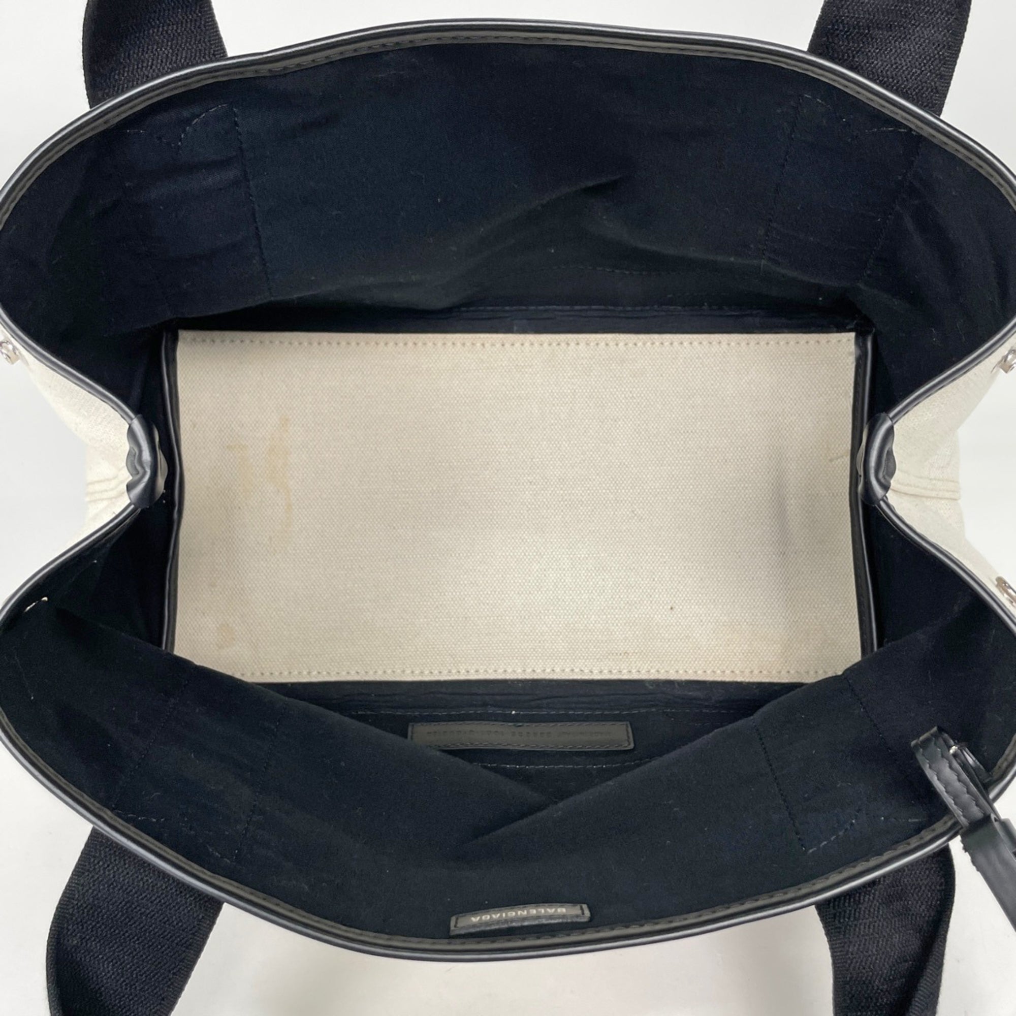 Balenciaga Black Ivory Navy Canvas Tote Bag (Pre-Owned)