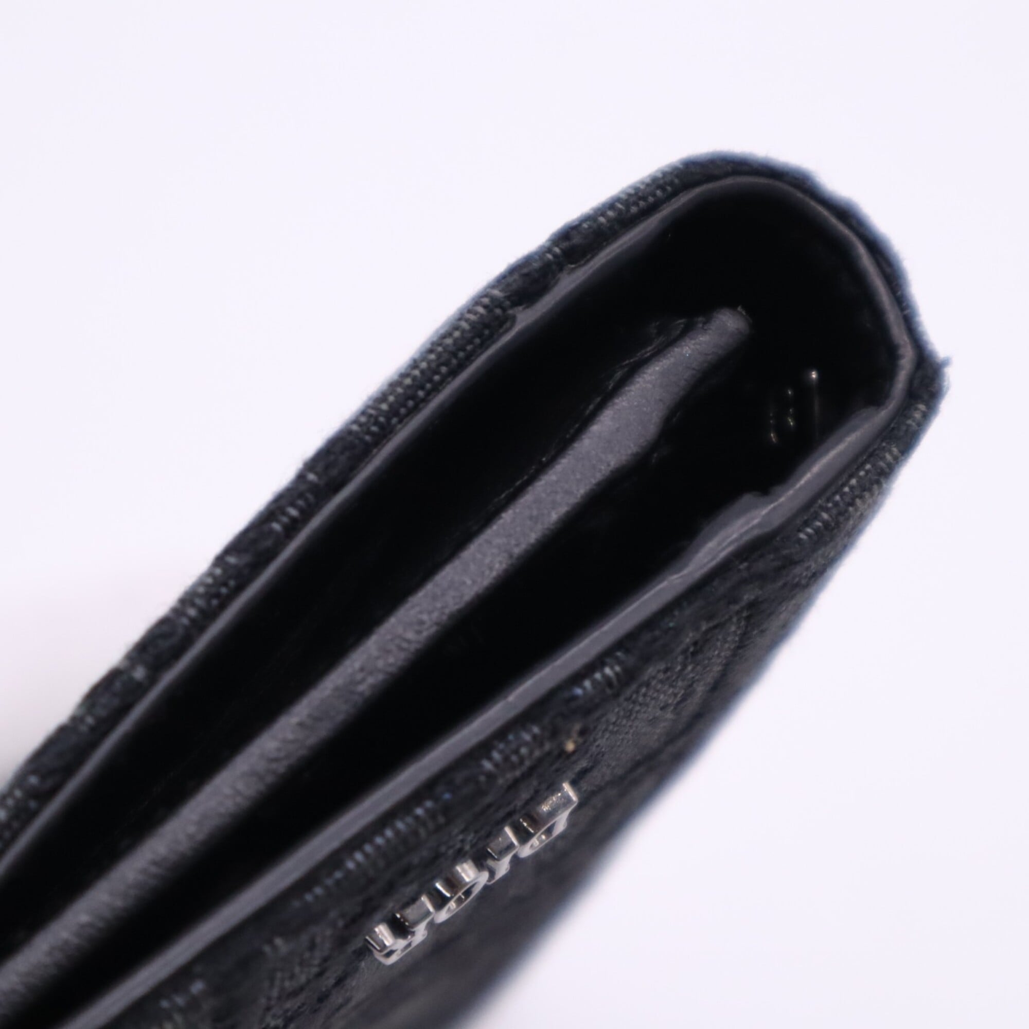 Christian Dior Black Canvas Leather Long Wallet (Bi-Fold) (Pre-Owned)