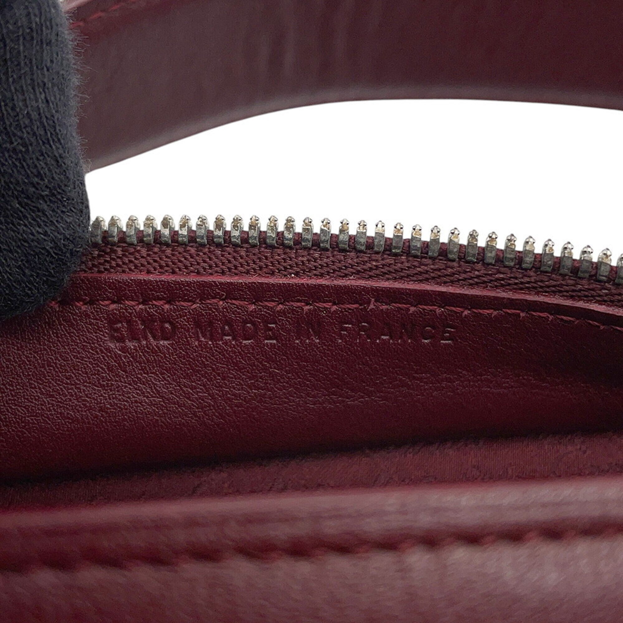 Cartier Cabochon Bordeaux Leather Handbag Shoulder Bag (Pre-Owned)