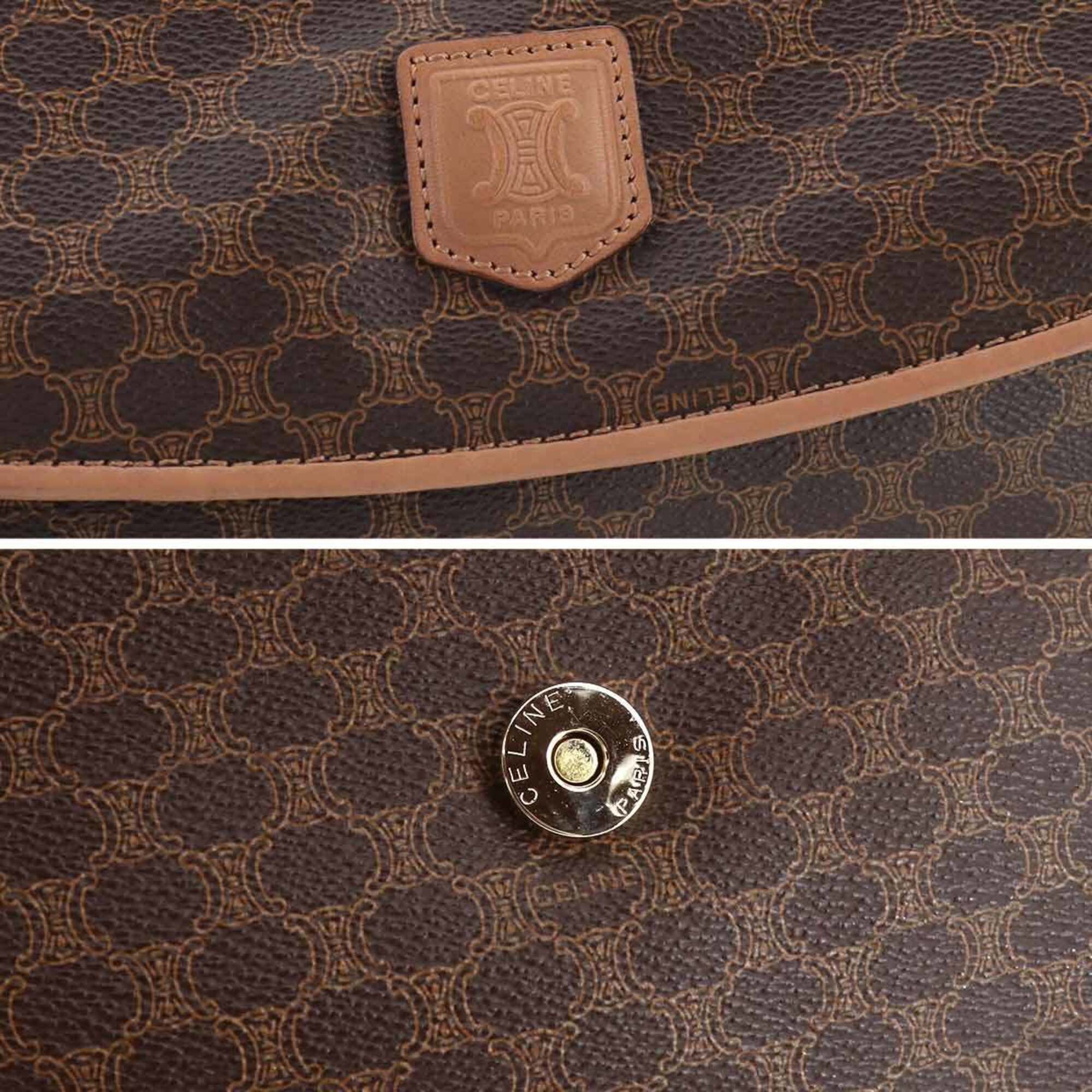 Celine Brown Pvc Leather Clutch Bag Handbag (Pre-Owned)