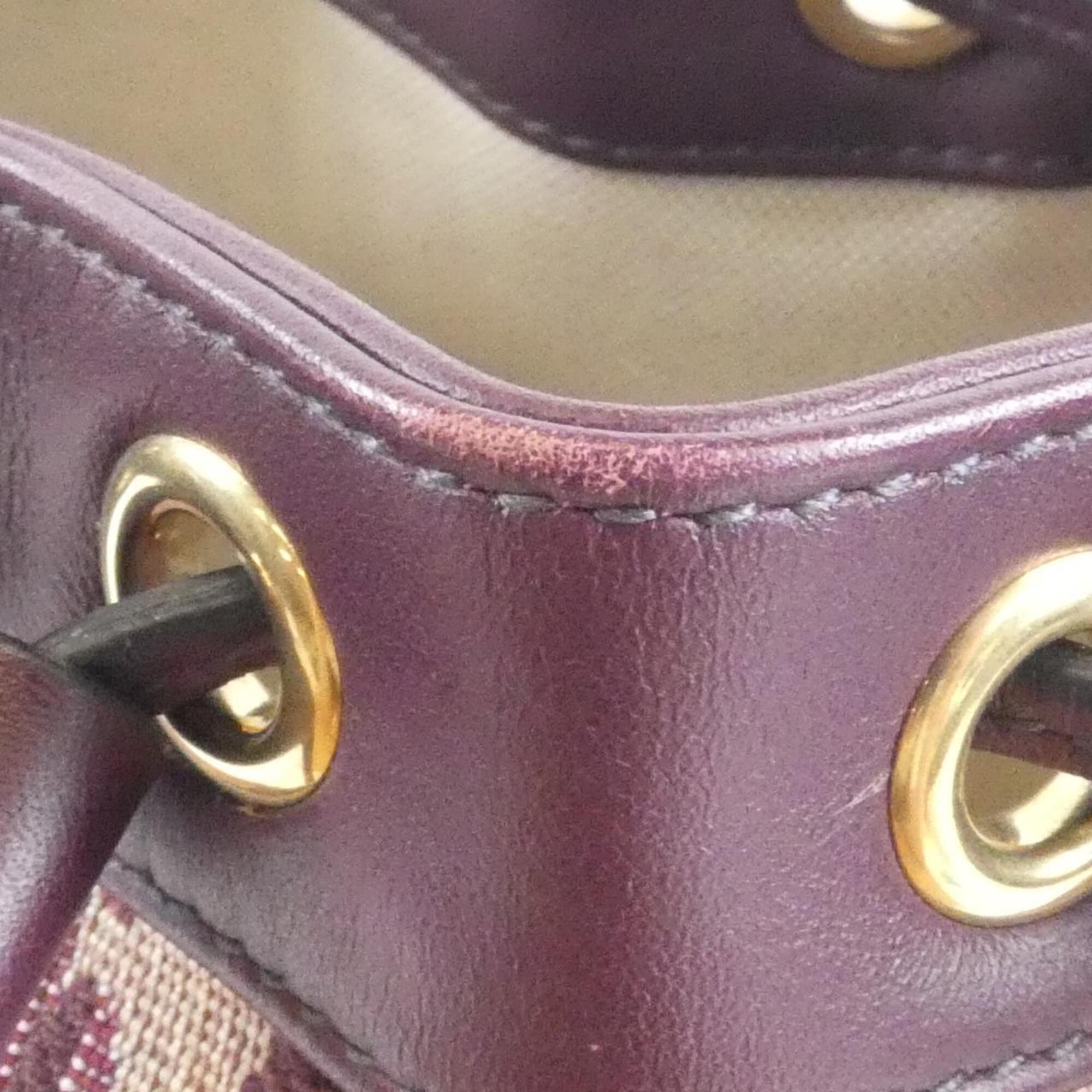Christian Dior Burgundy Canvas Shoulder Bag (Pre-Owned)
