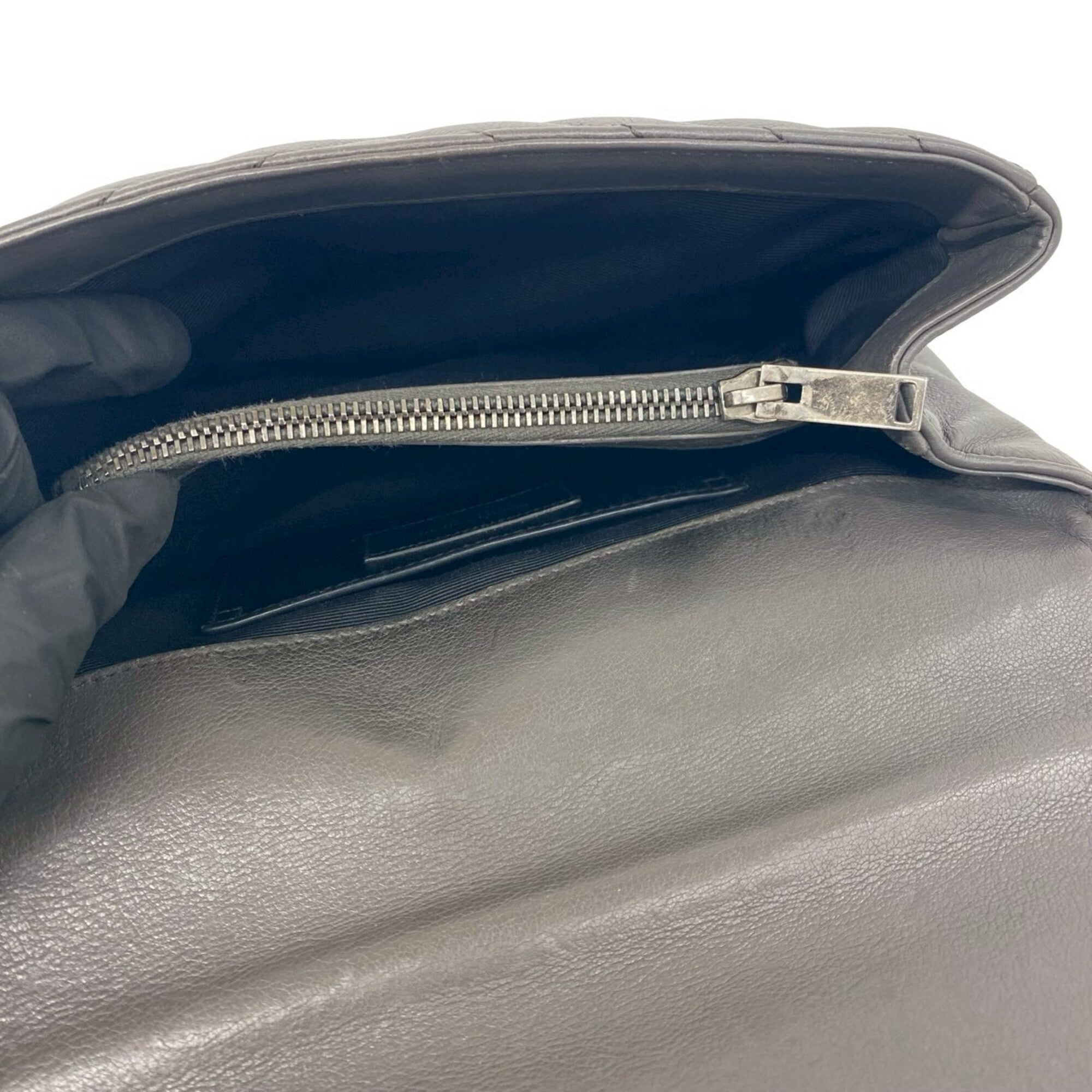 Saint Laurent Gray Leather Handbag Shoulder Bag (Pre-Owned)