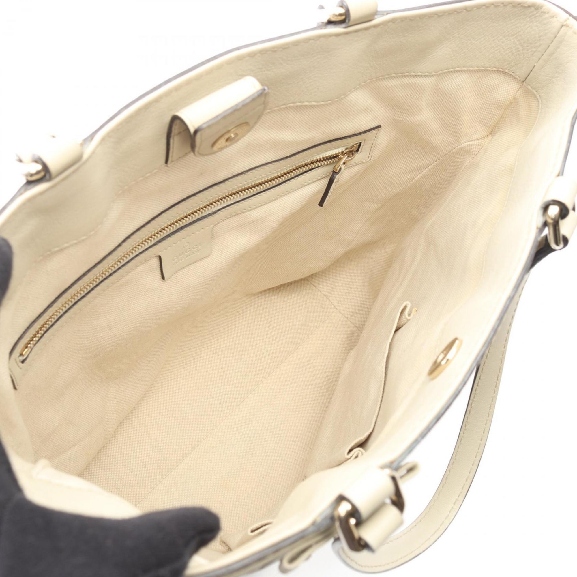 Gucci Beige Leather Tote Bag (Pre-Owned)