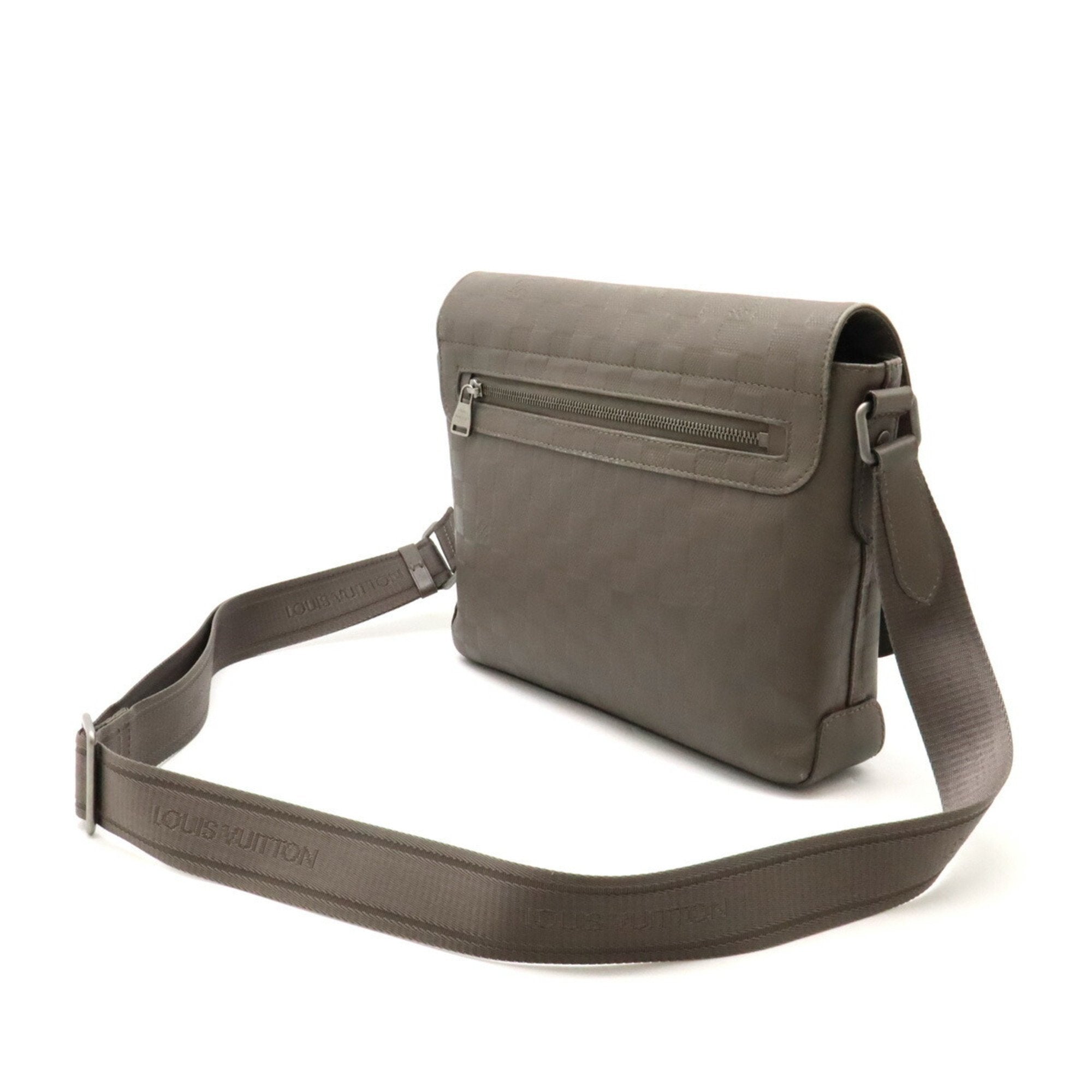 Louis Vuitton Grannis Grayish Damier Infini Leather Shoulder Bag (Pre-Owned)