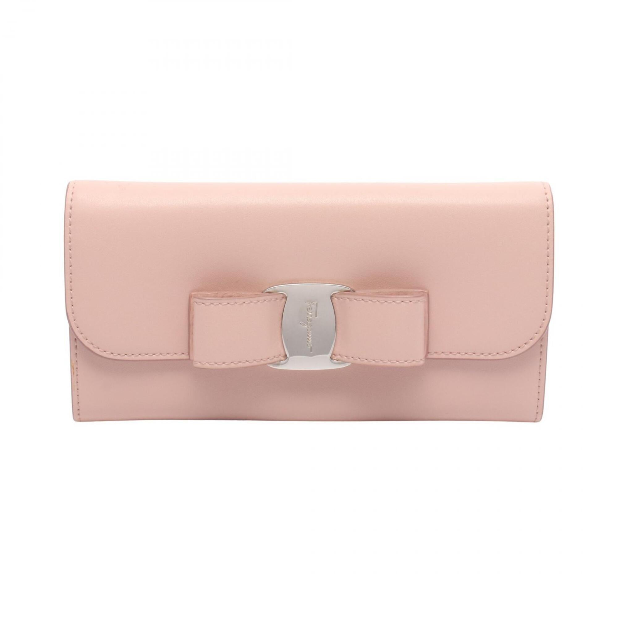 Salvatore Ferragamo Pink Leather Long Wallet (Bi-Fold) (Pre-Owned)