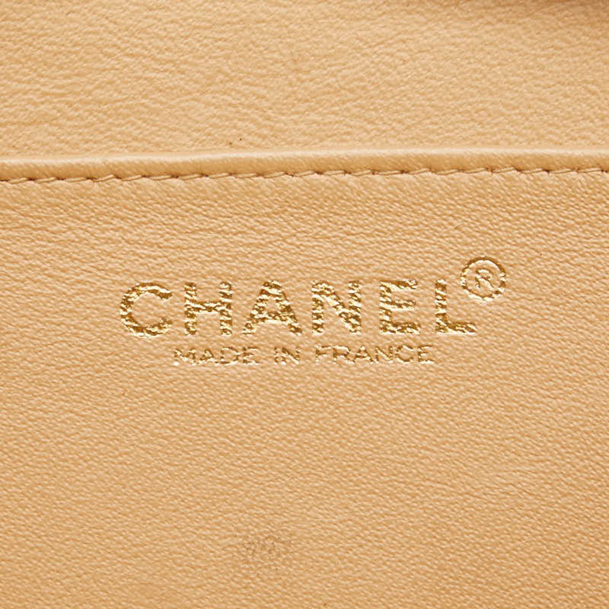 Chanel Beige Brown Canvas Leather Handbag (Pre-Owned)