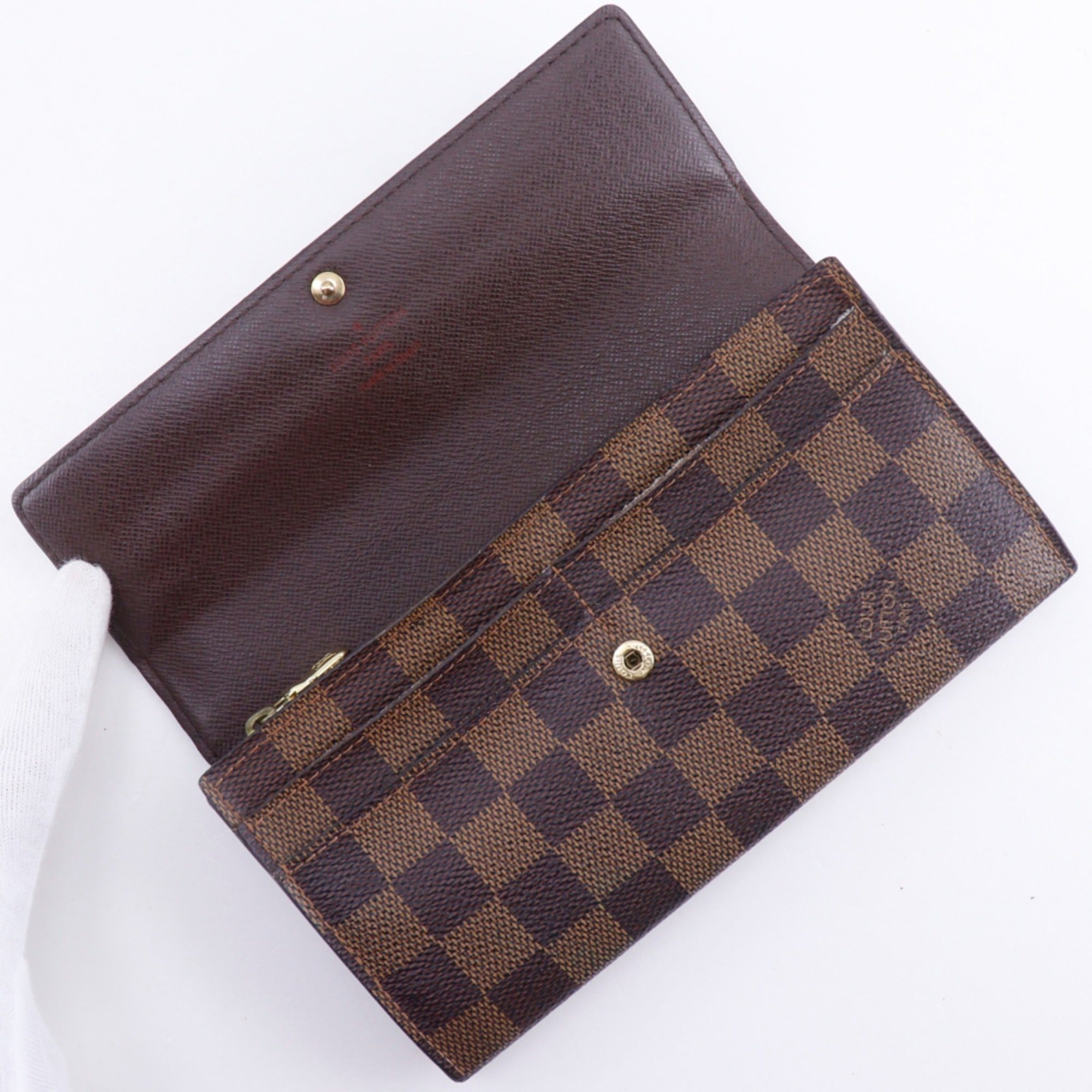 Louis Vuitton Brown Damier Canvas Long Wallet (Bi-Fold) (Pre-Owned)