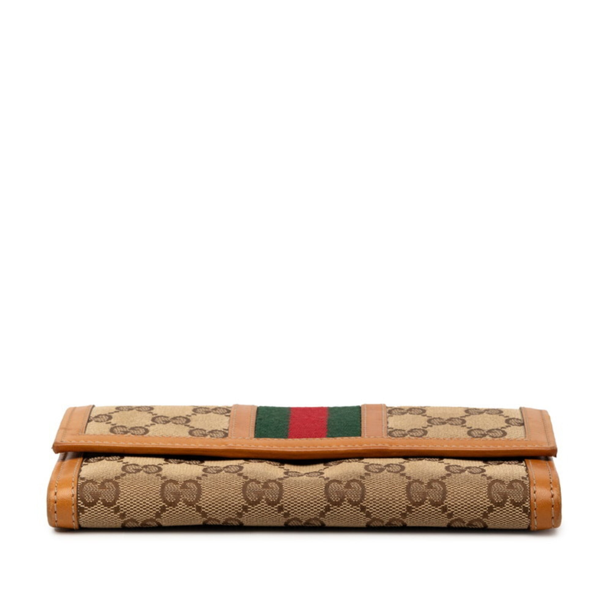 Gucci Brown Canvas Leather Long Wallet (Bi-Fold) (Pre-Owned)