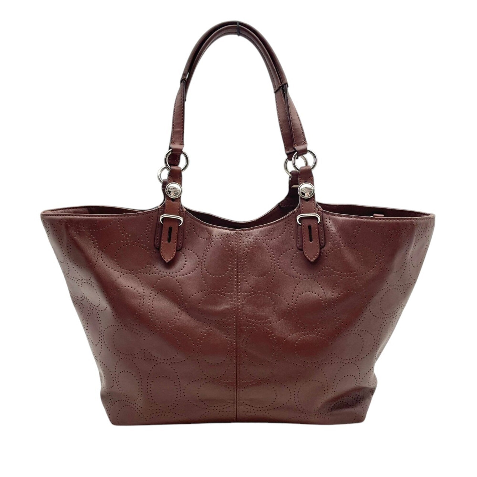 Coach Brown Leather Handbag Shoulder Bag Tote Bag (Pre-Owned)