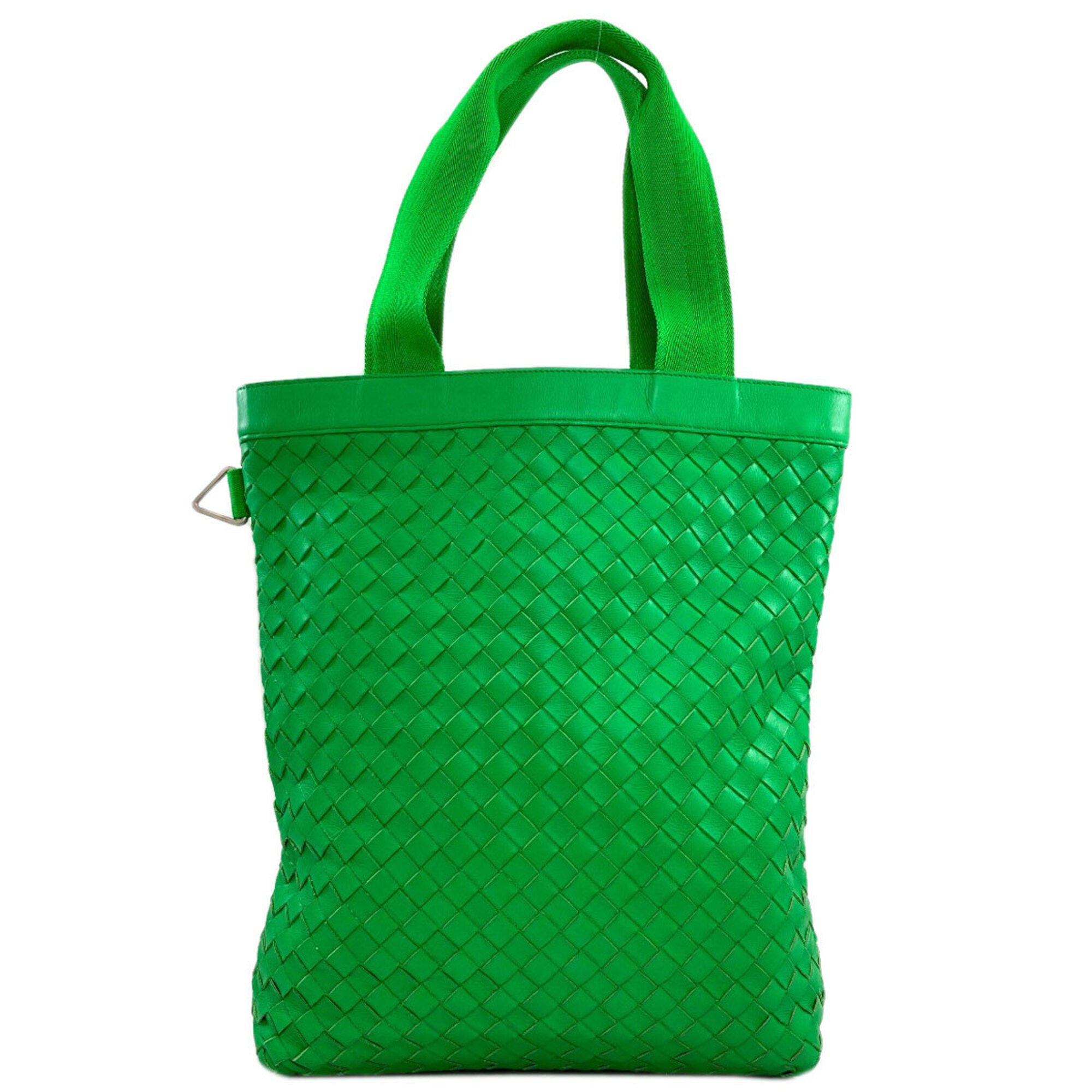 Bottega Veneta Green Leather Pouch Tote Bag (Pre-Owned)