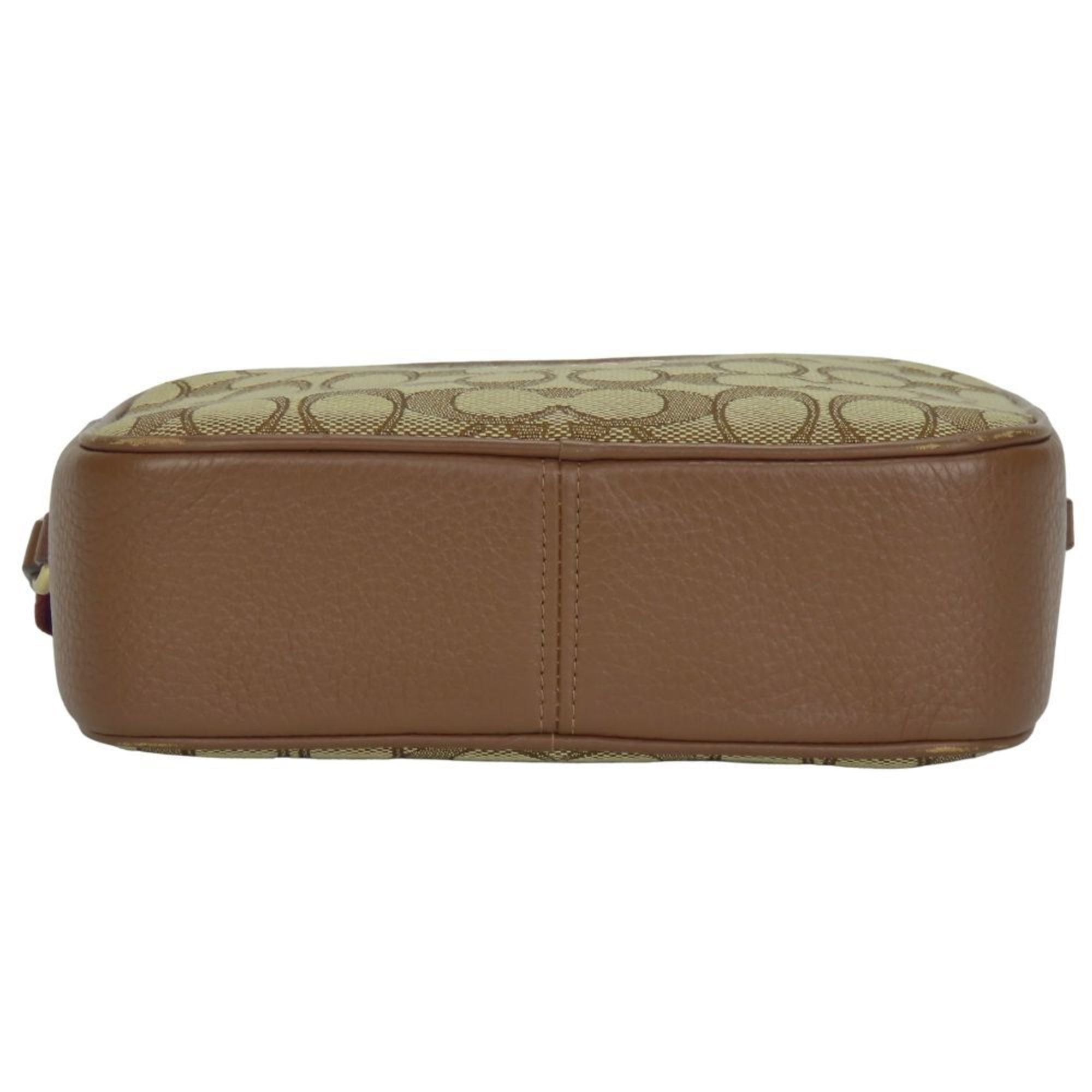 Coach Bordeaux Brown Canvas Leather Pochette Shoulder Bag (Pre-Owned)