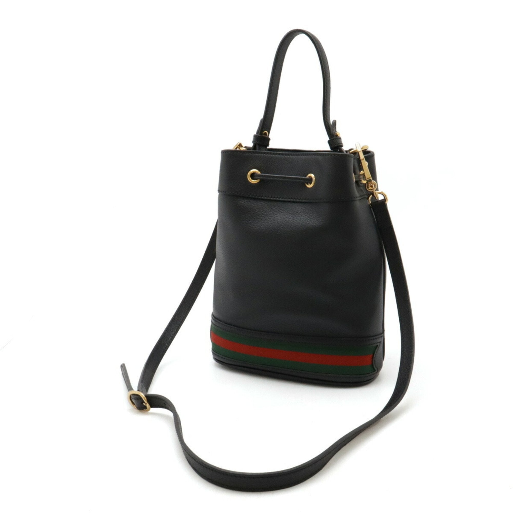 Gucci Ophidia Black Green Red Color Leather Handbag Shoulder Bag (Pre-Owned)
