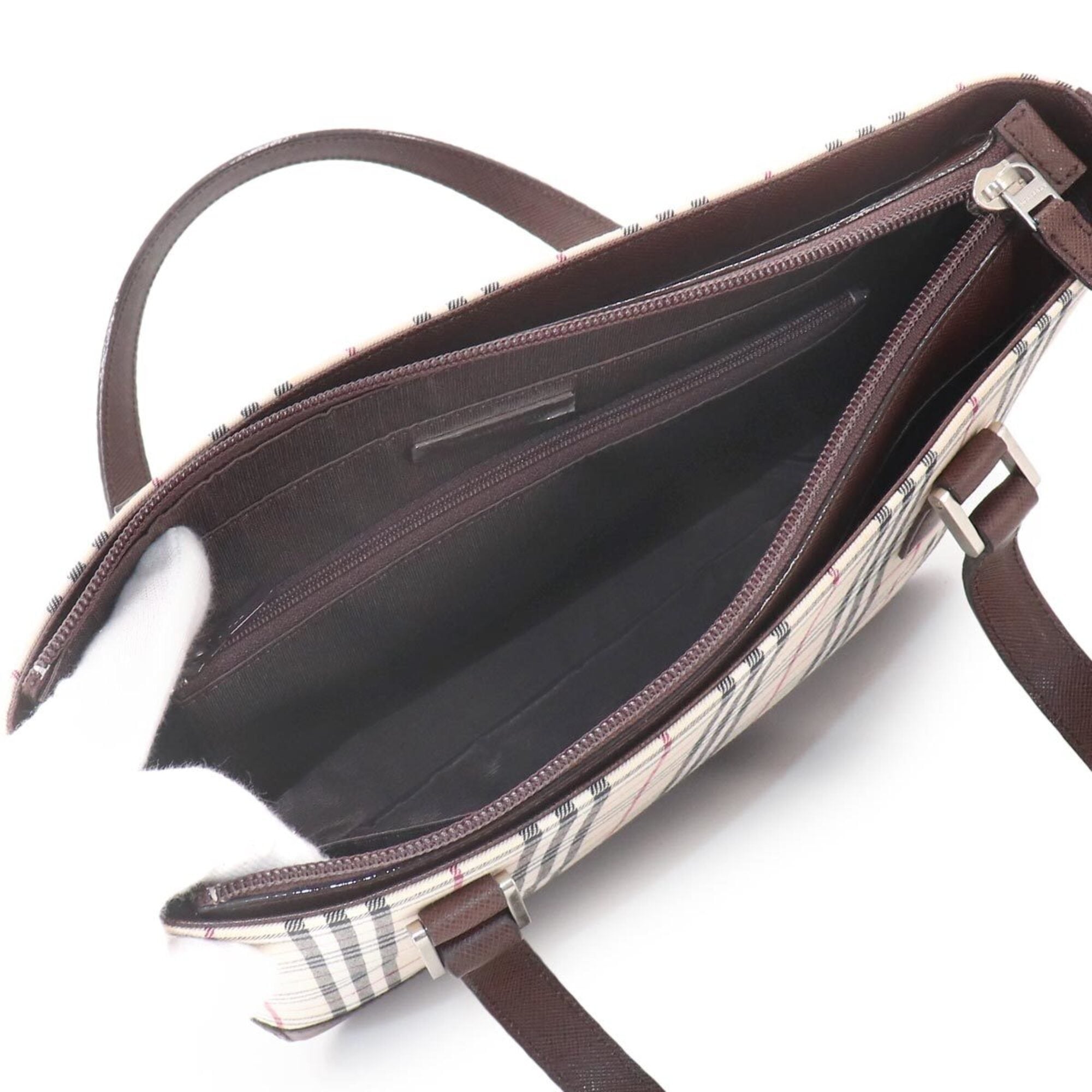 Burberry Beige Brown Canvas Leather Handbag Tote Bag (Pre-Owned)